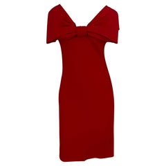 Vintage S/S 1997 Givenchy by John Galliano Oversized Bow Plunging Red Dress