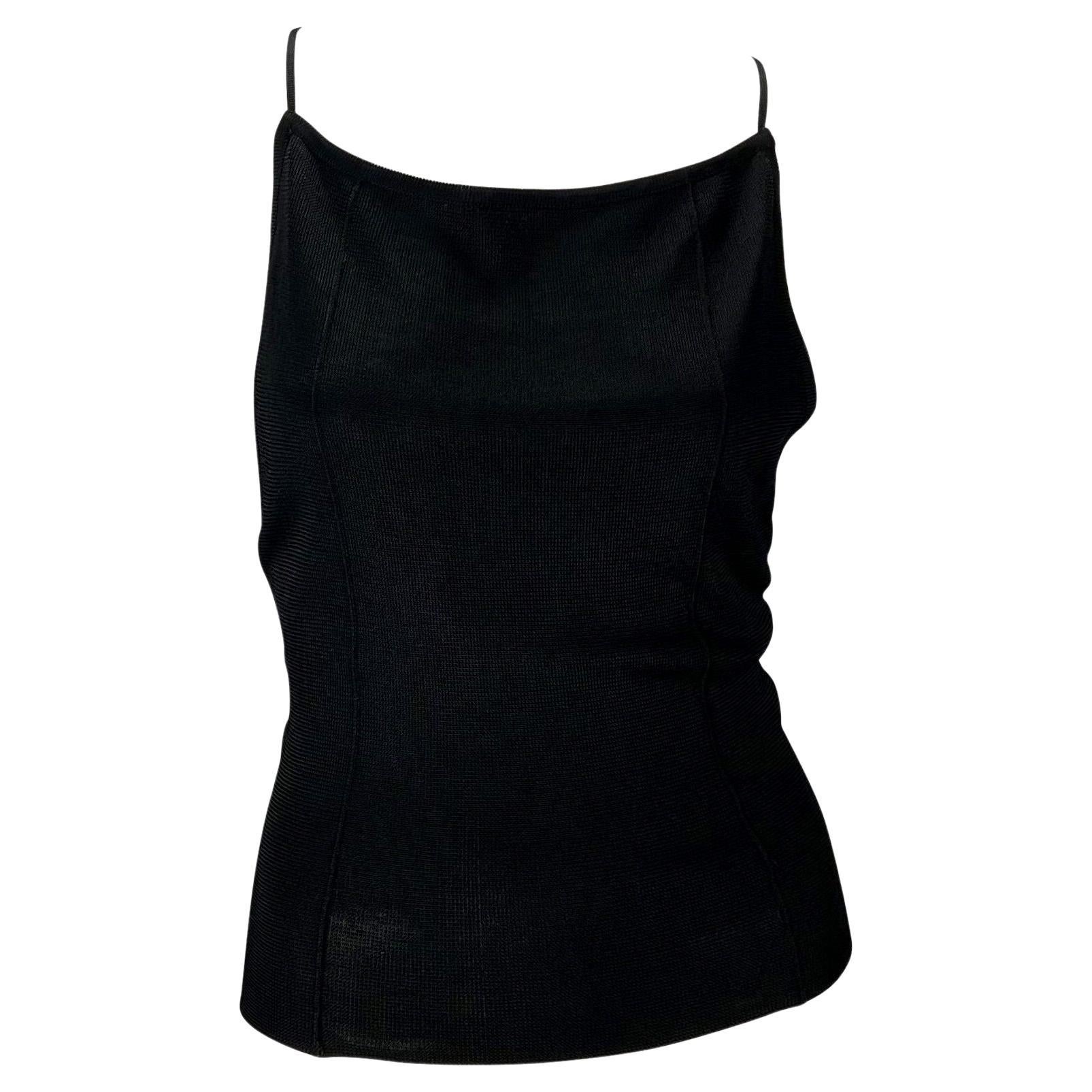 S/S 1997 Gucci by Tom Ford Backless Black Knit Viscose Semi-Sheer Stretch Top For Sale 1