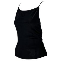 Retro S/S 1997 Gucci by Tom Ford Backless Black Knit Viscose Semi-Sheer Stretch Top