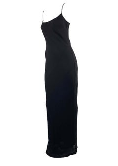 S/S 1997 Gucci by Tom Ford Black Diagonal Cut Sheer Silk Column Dress Slip
