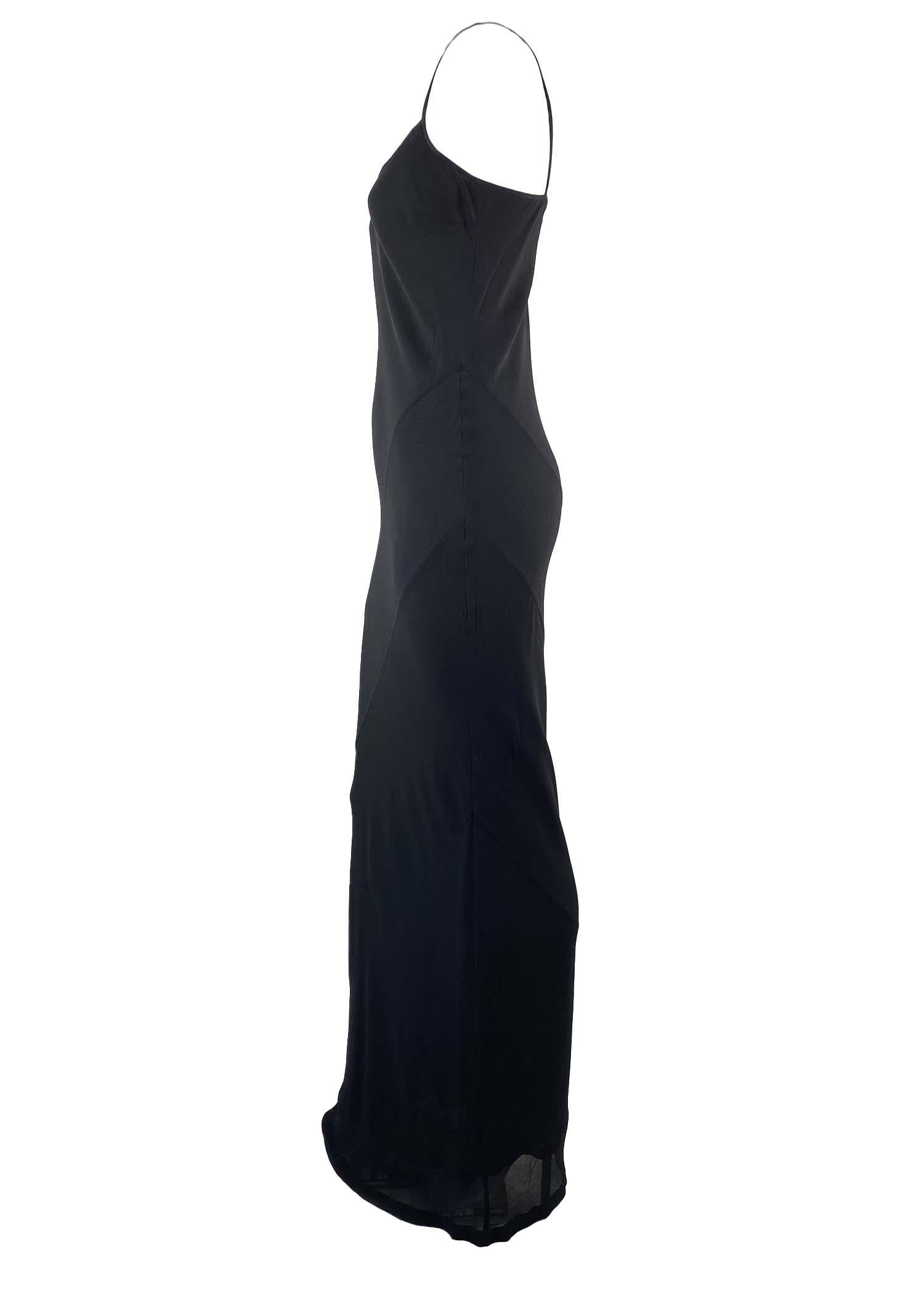 Women's S/S 1997 Gucci by Tom Ford Black Diagonal Cut Sheer Silk Column Dress Slip For Sale