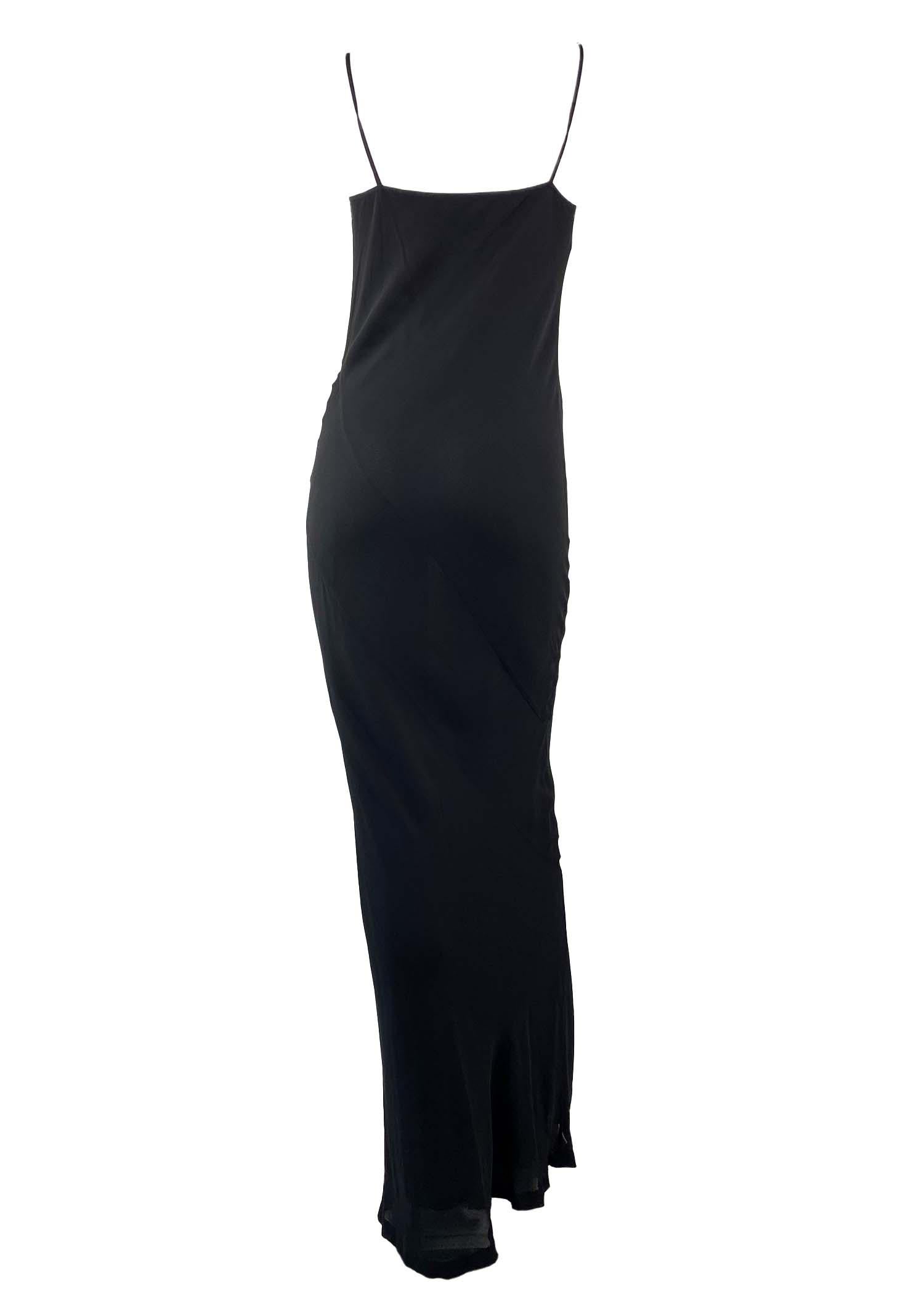 P/E 1997 Gucci by Tom Ford - Vestito a colonna in seta trasparente con taglio diagonale nero - Slip in vendita 1
