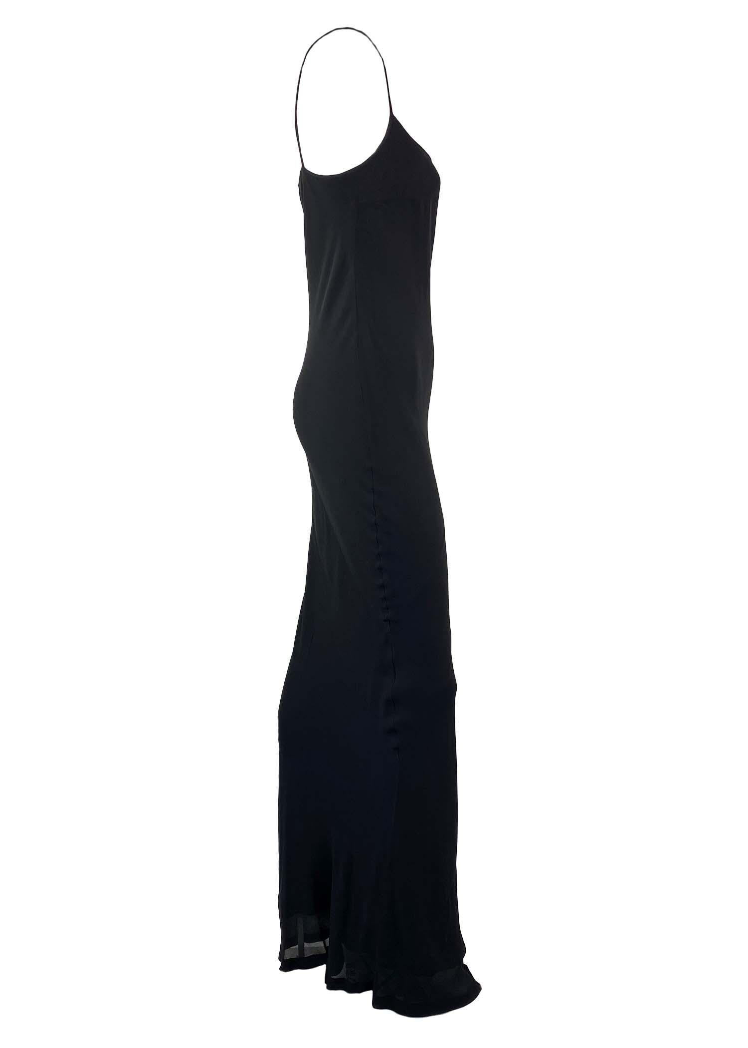 S/S 1997 Gucci by Tom Ford Black Diagonal Cut Sheer Silk Column Dress Slip For Sale 5