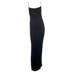 S/S 1997 Gucci by Tom Ford Black Diagonal Cut Sheer Silk Column Dress Slip