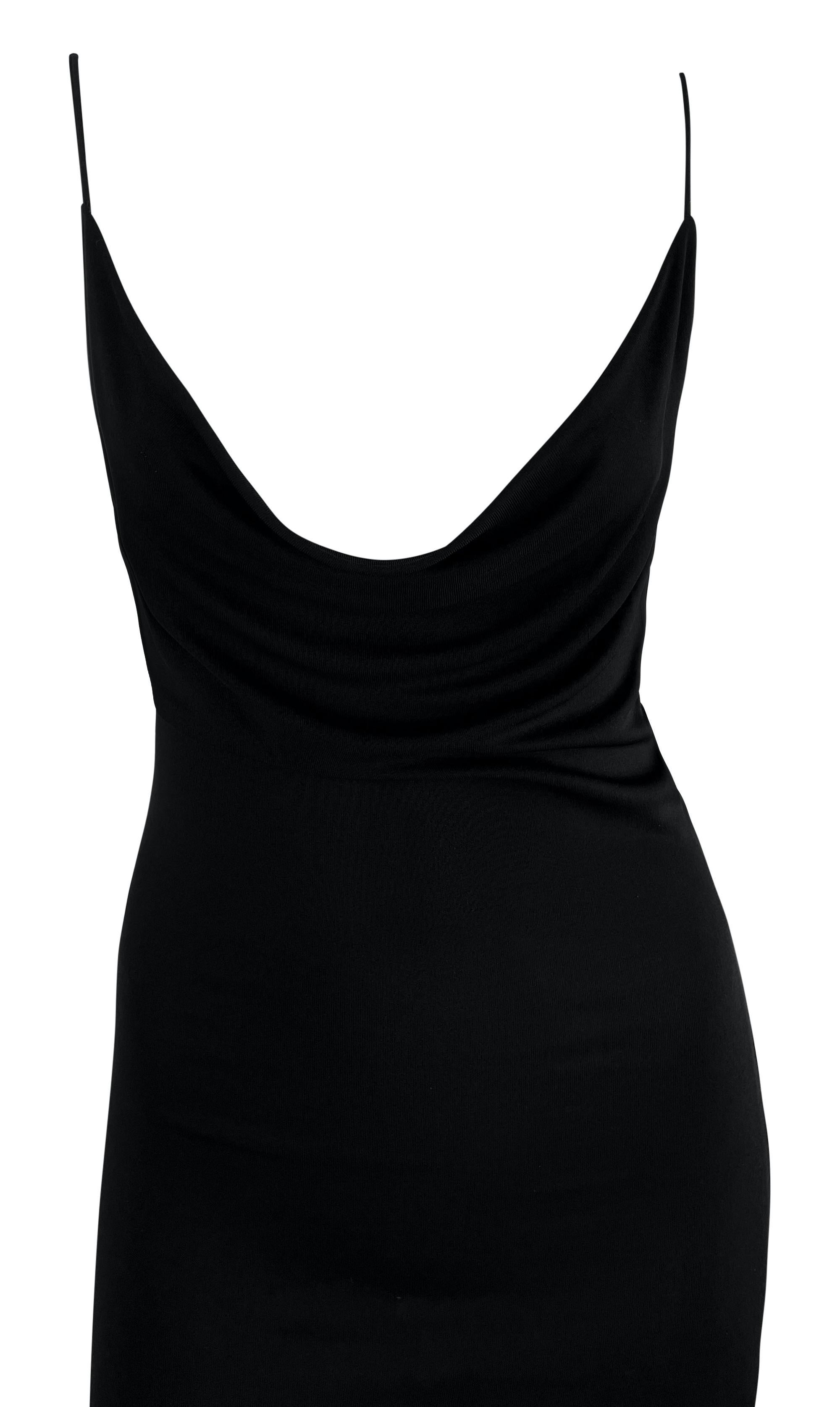 Women's S/S 1997 Gucci by Tom Ford Black Plunging Cowl Bodycon Column Slip Gown