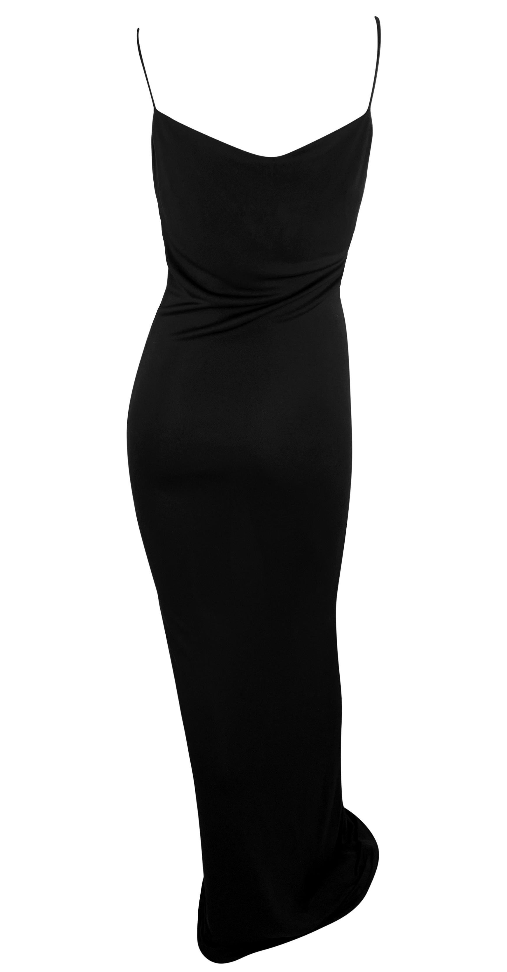 S/S 1997 Gucci by Tom Ford Black Plunging Cowl Bodycon Column Slip Gown 3