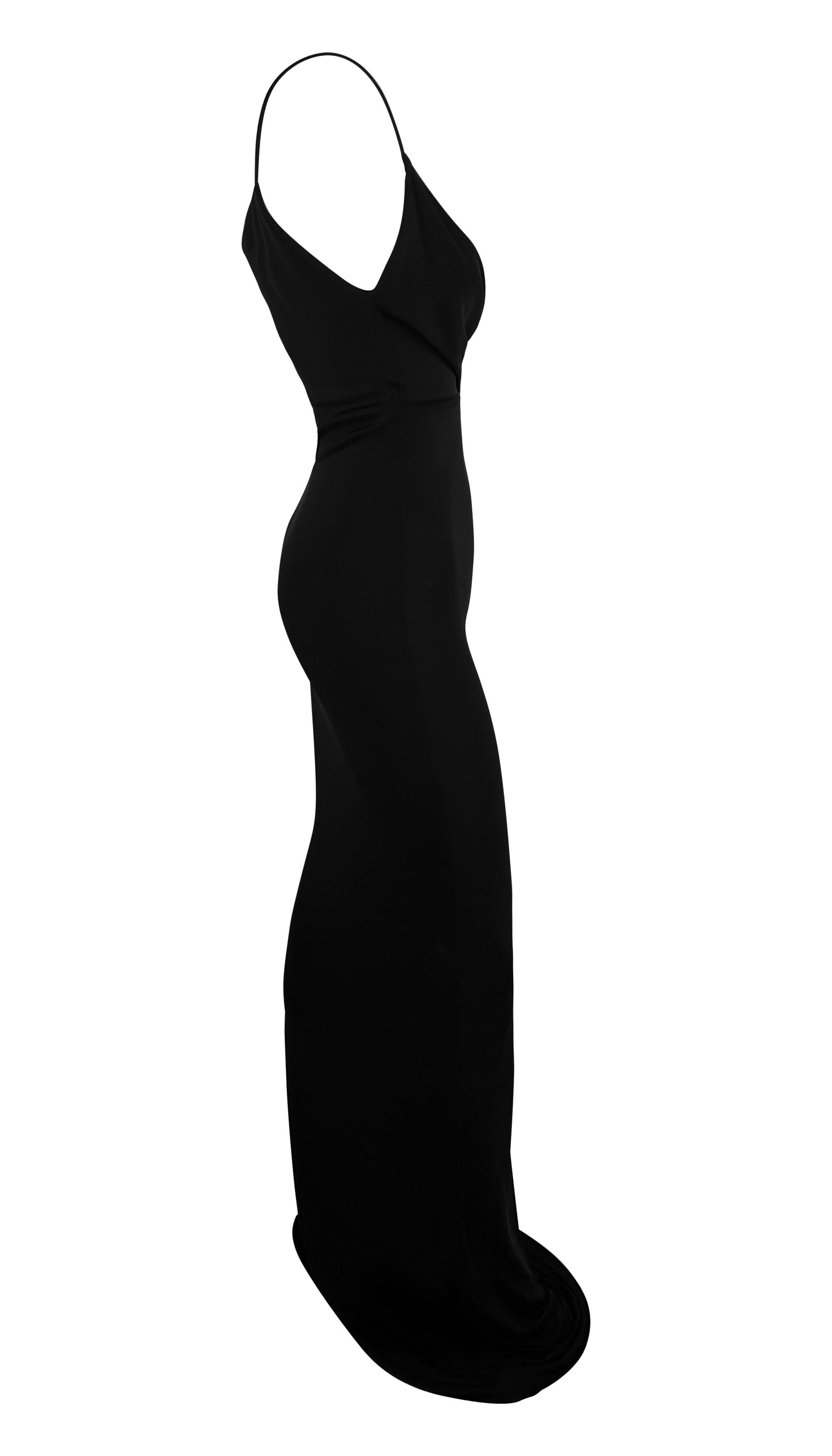 S/S 1997 Gucci by Tom Ford Black Plunging Cowl Bodycon Column Slip Gown 4