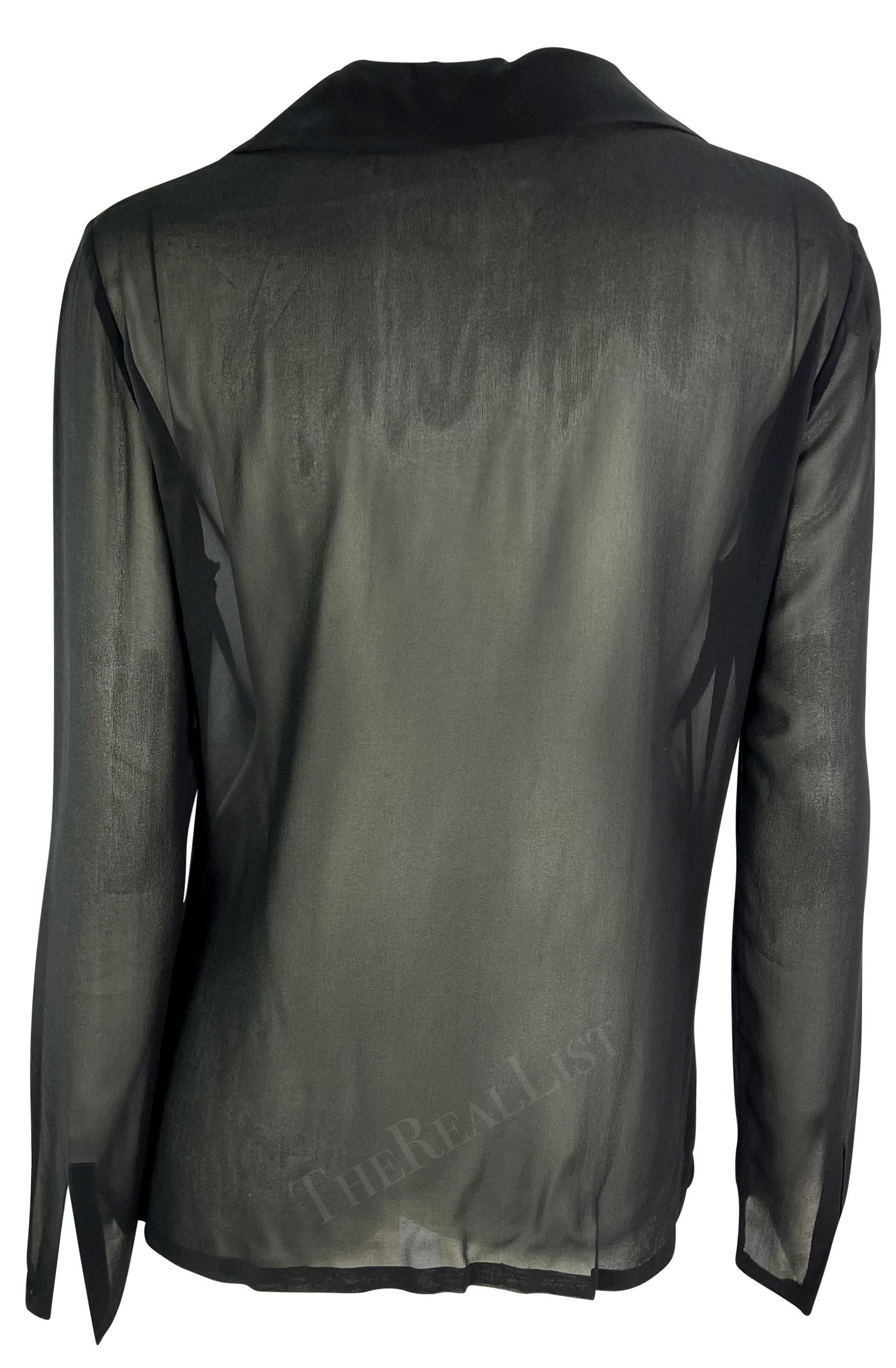 Donna P/E 1997 Gucci by Tom Ford Top nero con scollo a cappuccio e colletto a tuffo in vendita