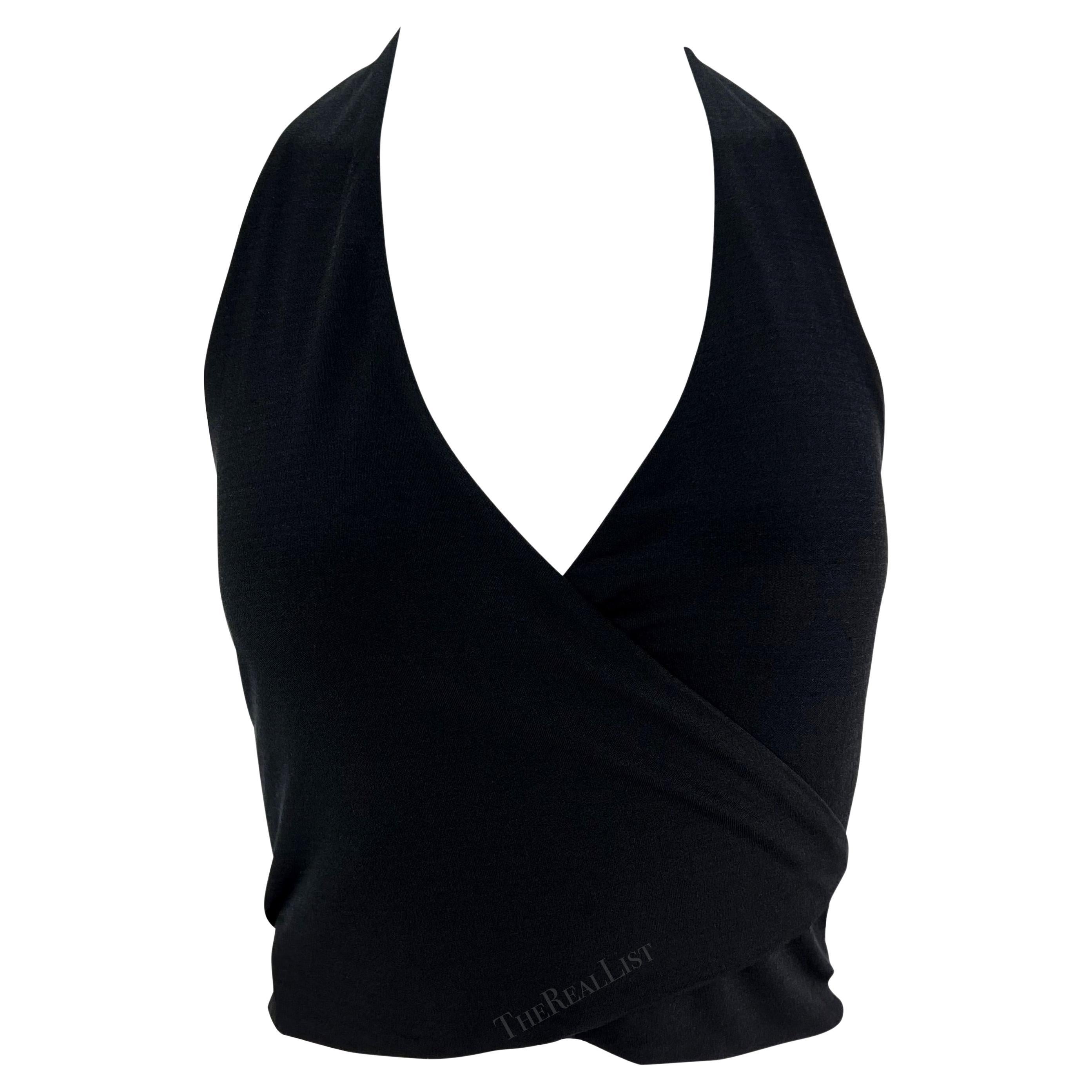 Women's S/S 1997 Gucci by Tom Ford Black Silk Backless Wrap Halter Neck Wrap Top