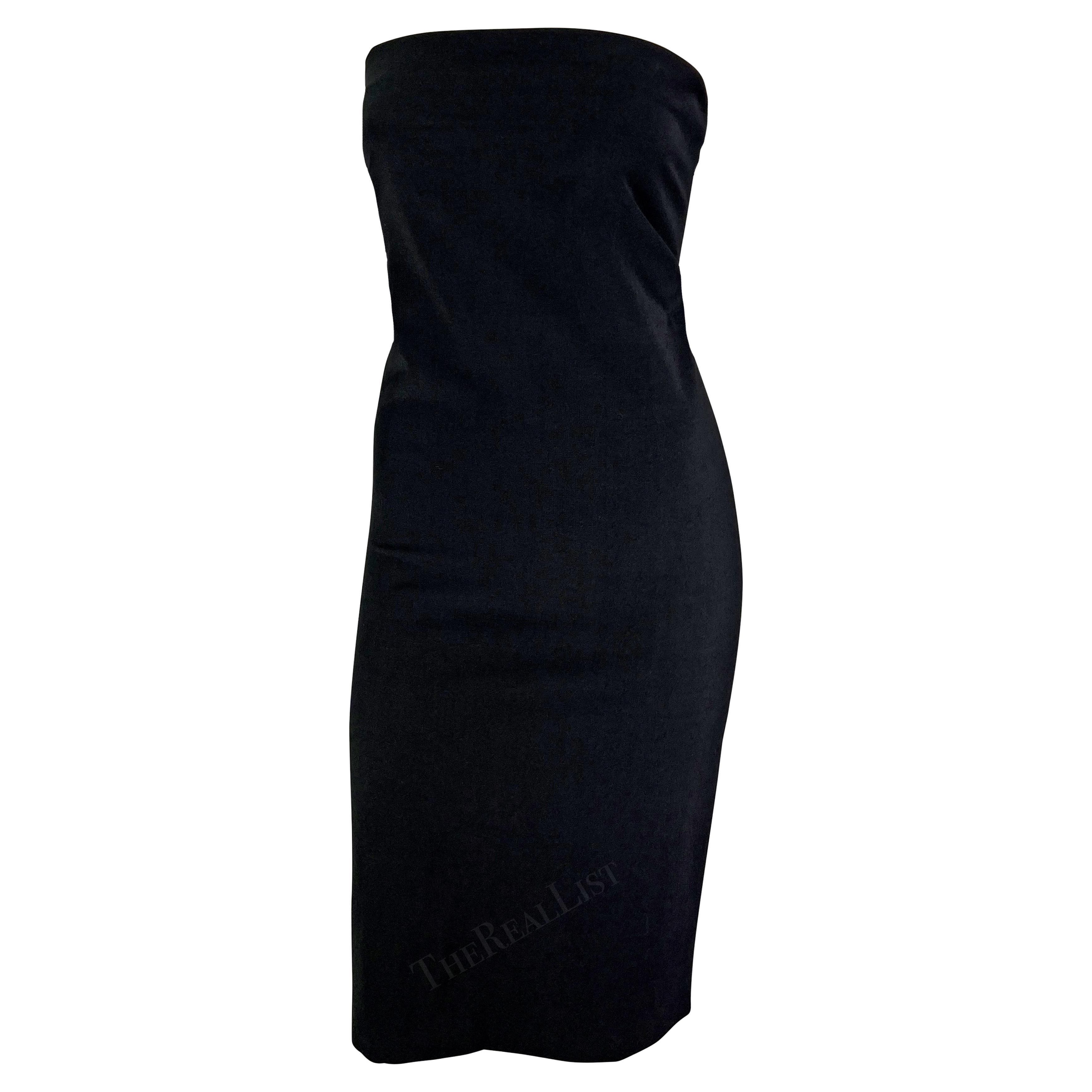 S/S 1997 Gucci by Tom Ford Black Strapless Bodycon Mini Dress  For Sale