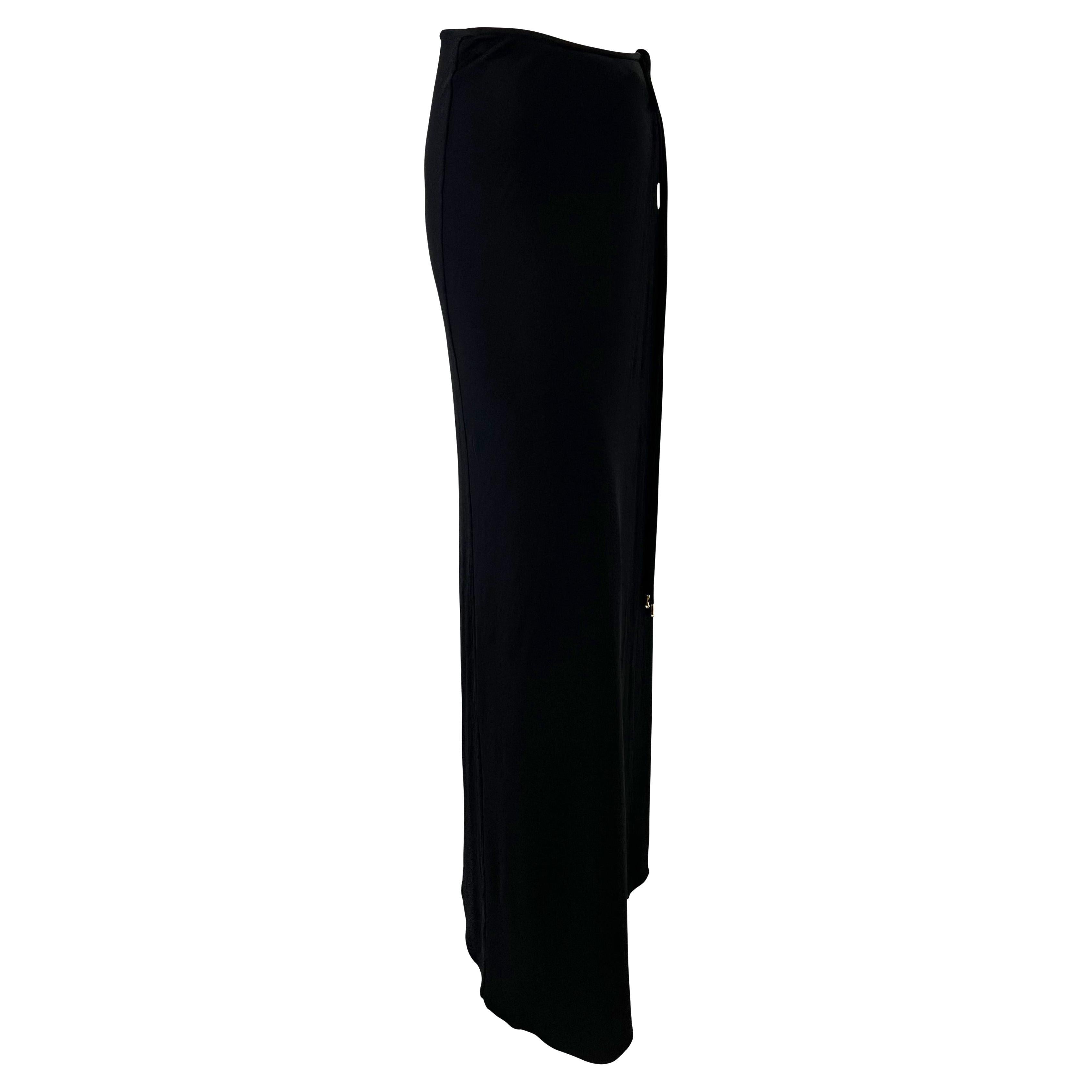 S/S 1997 Gucci by Tom Ford Black Wrap Maxi G Logo Stretch Viscose Skirt In Good Condition For Sale In West Hollywood, CA