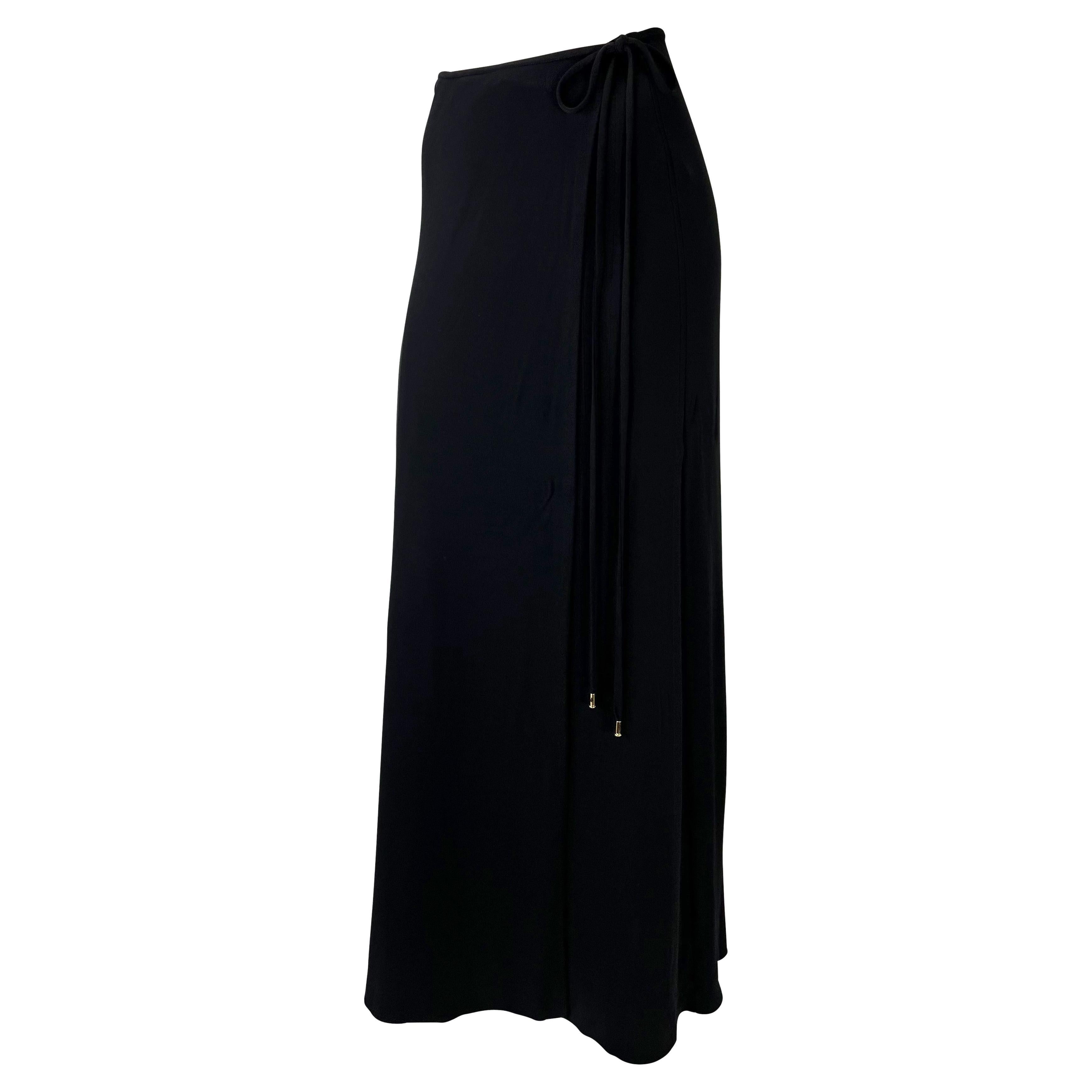 S/S 1997 Gucci by Tom Ford Black Wrap Maxi G Logo Stretch Viscose Skirt For Sale
