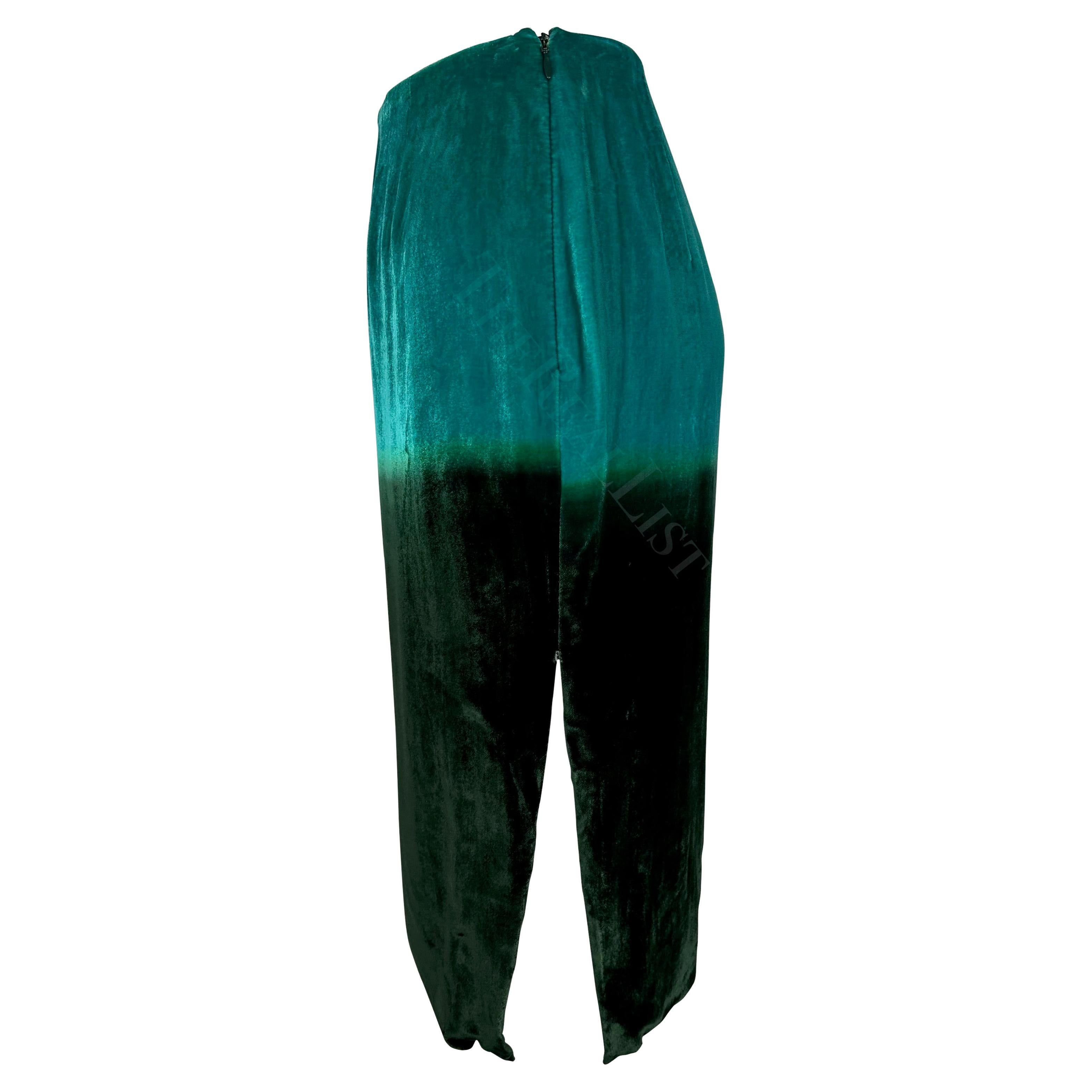 S/S 1997 Gucci by Tom Ford Blue Green Ombré Velvet Runway Skirt In Excellent Condition For Sale In West Hollywood, CA