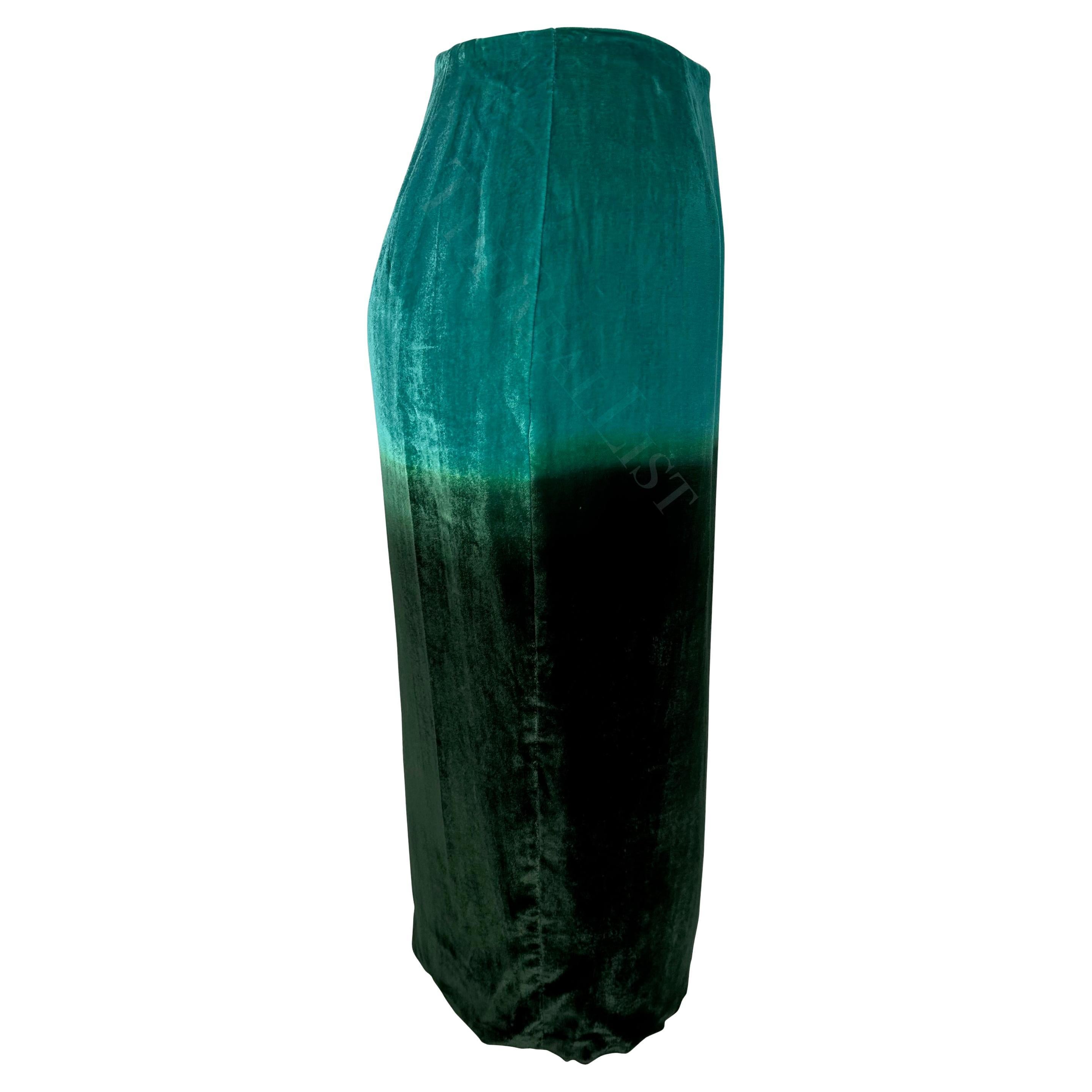S/S 1997 Gucci by Tom Ford Blue Green Ombré Velvet Runway Skirt For Sale 1