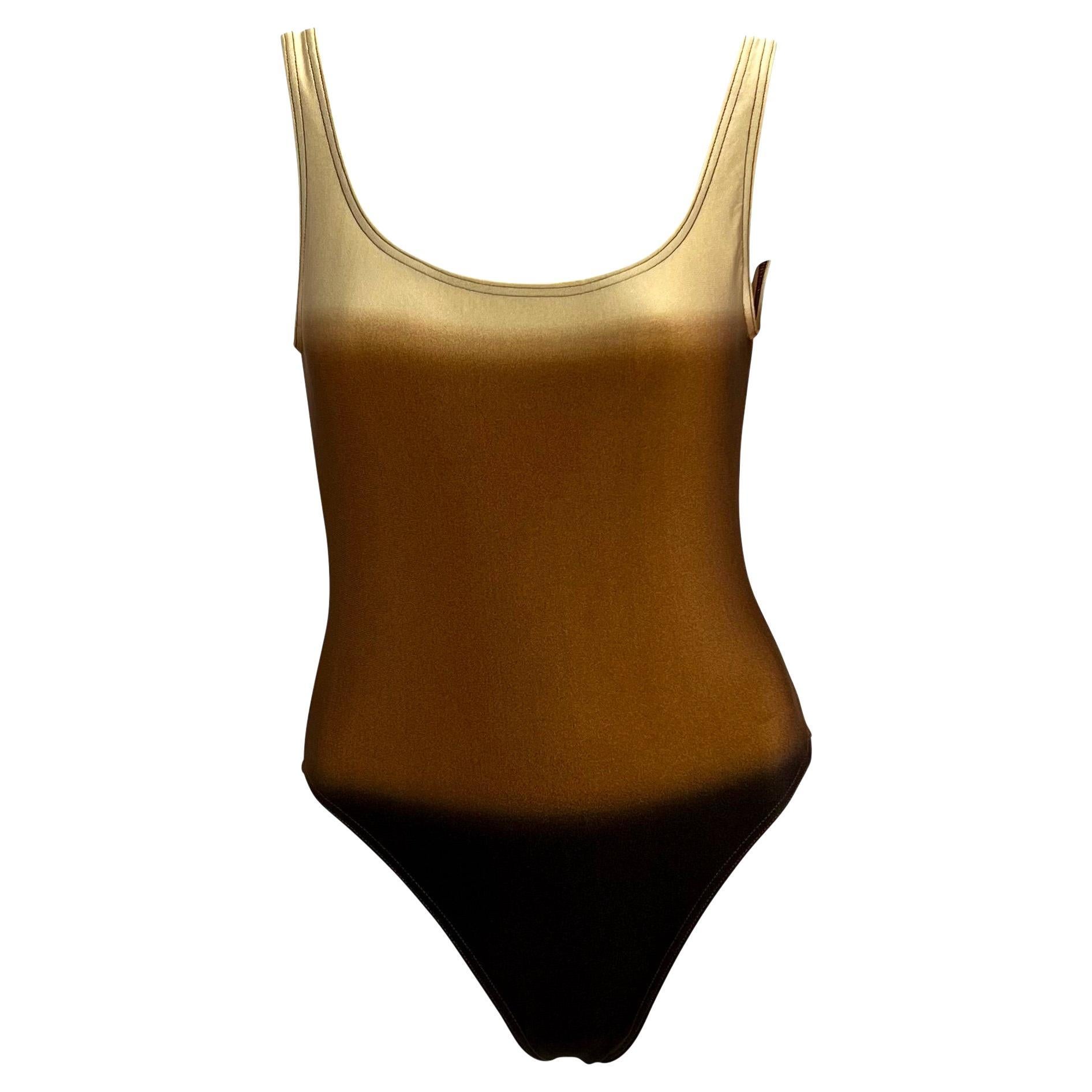 S/S 1997 Gucci by Tom Ford Brown Beige Ombré One Piece Swimsuit