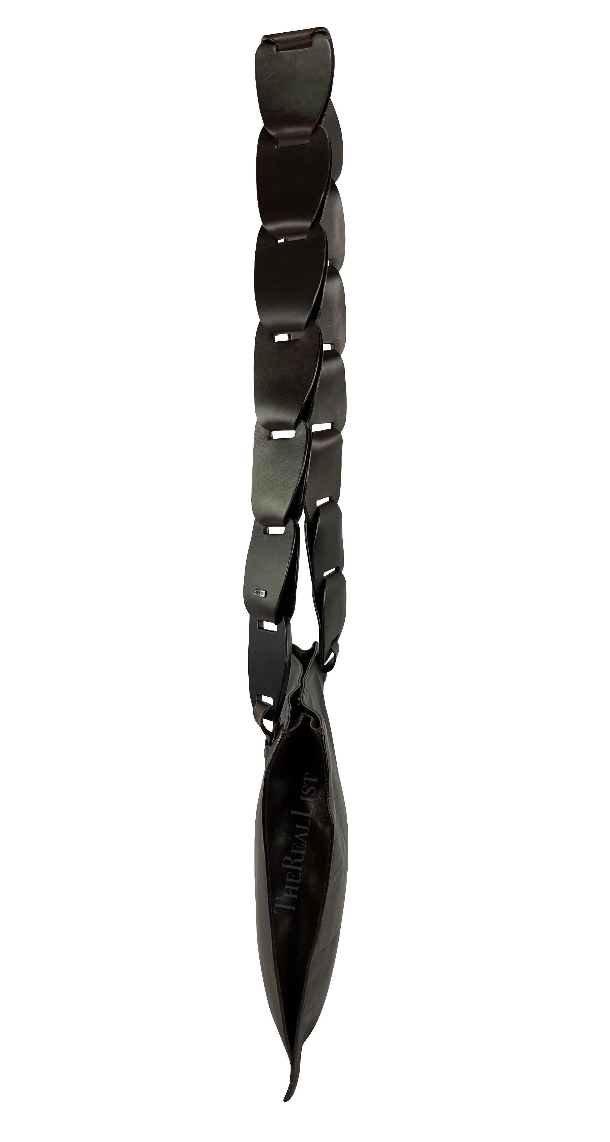 S/S 1997 Gucci for Tom Ford Umhängetasche aus braunem Leder mit Inerlocking Strap Damen im Angebot