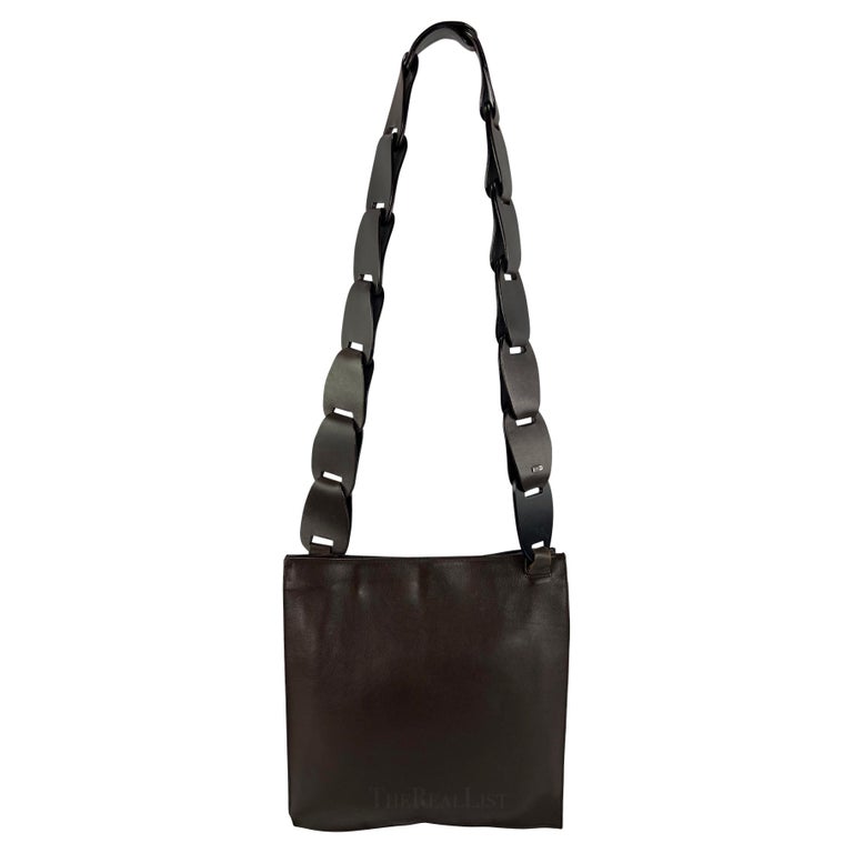 S/S 1997 Gucci by Tom Ford Brown Leather Inerlocking Strap  