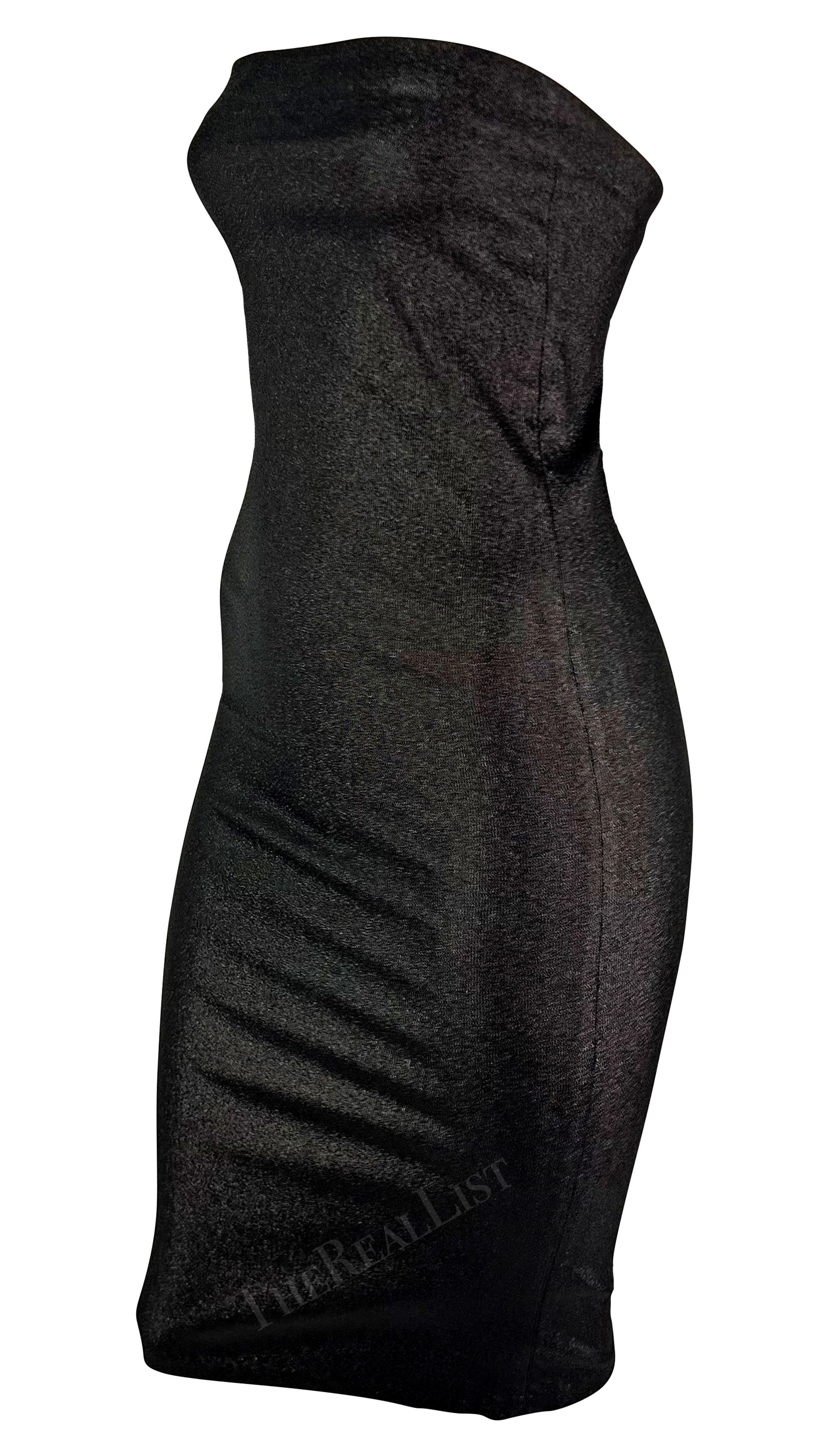 S/S 1997 Gucci by Tom Ford Brown Lurex Metallic Stretch Strapless Tube Dress In Excellent Condition For Sale In West Hollywood, CA
