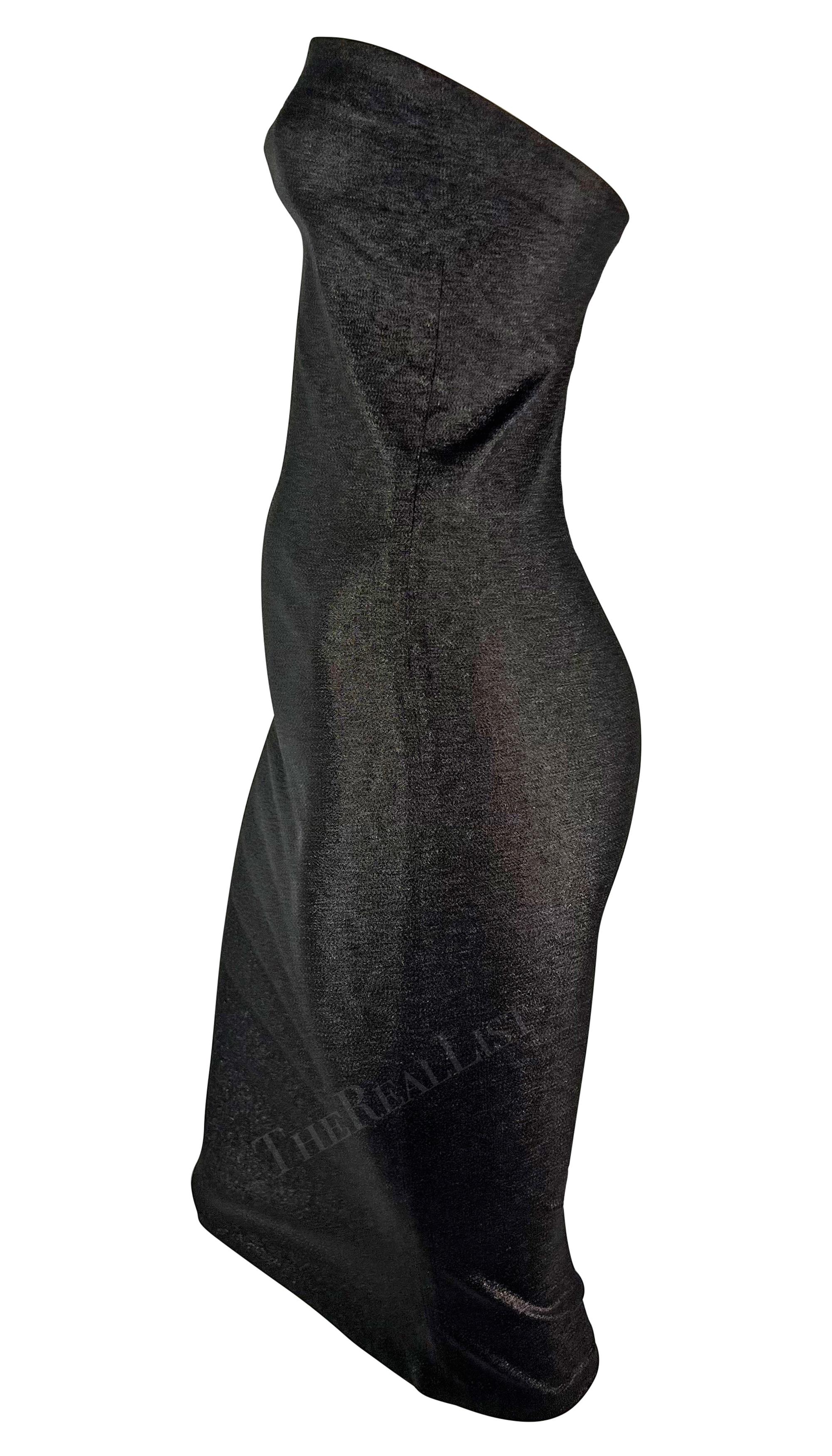 Women's S/S 1997 Gucci by Tom Ford Brown Lurex Metallic Stretch Strapless Tube Dress For Sale