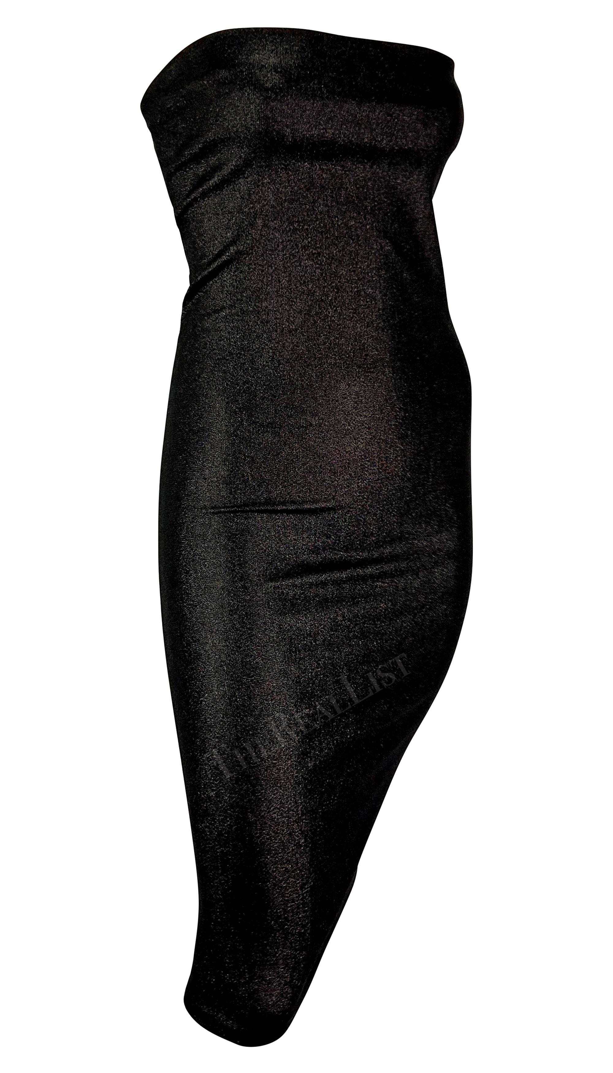 S/S 1997 Gucci by Tom Ford Brown Lurex Metallic Stretch Strapless Tube Dress For Sale 5