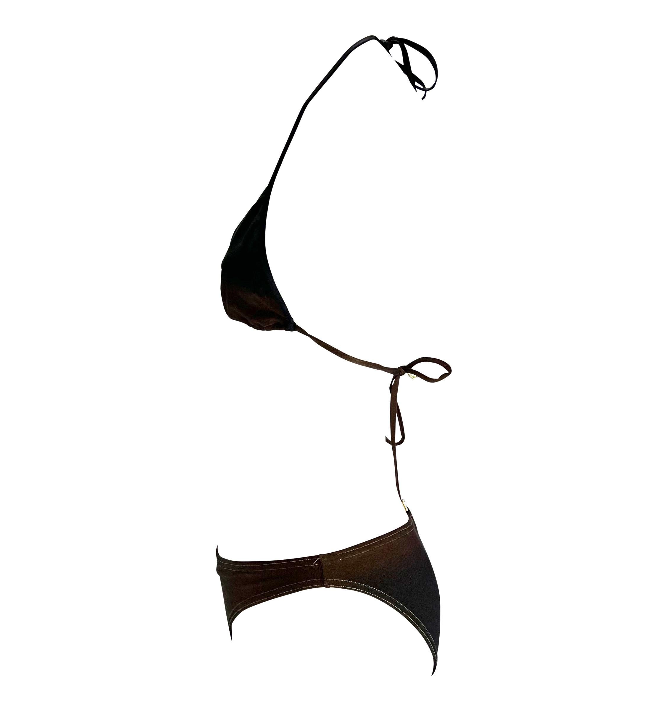 S/S 1997 - Gucci by Tom Ford Brown - Ensemble de bikinis à cravate ombrée, marron en vente 1