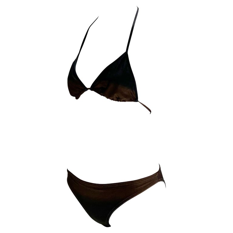 S/S 1997 Gucci by Tom Ford Brown Ombré Tie Bikini Set For Sale at 1stDibs