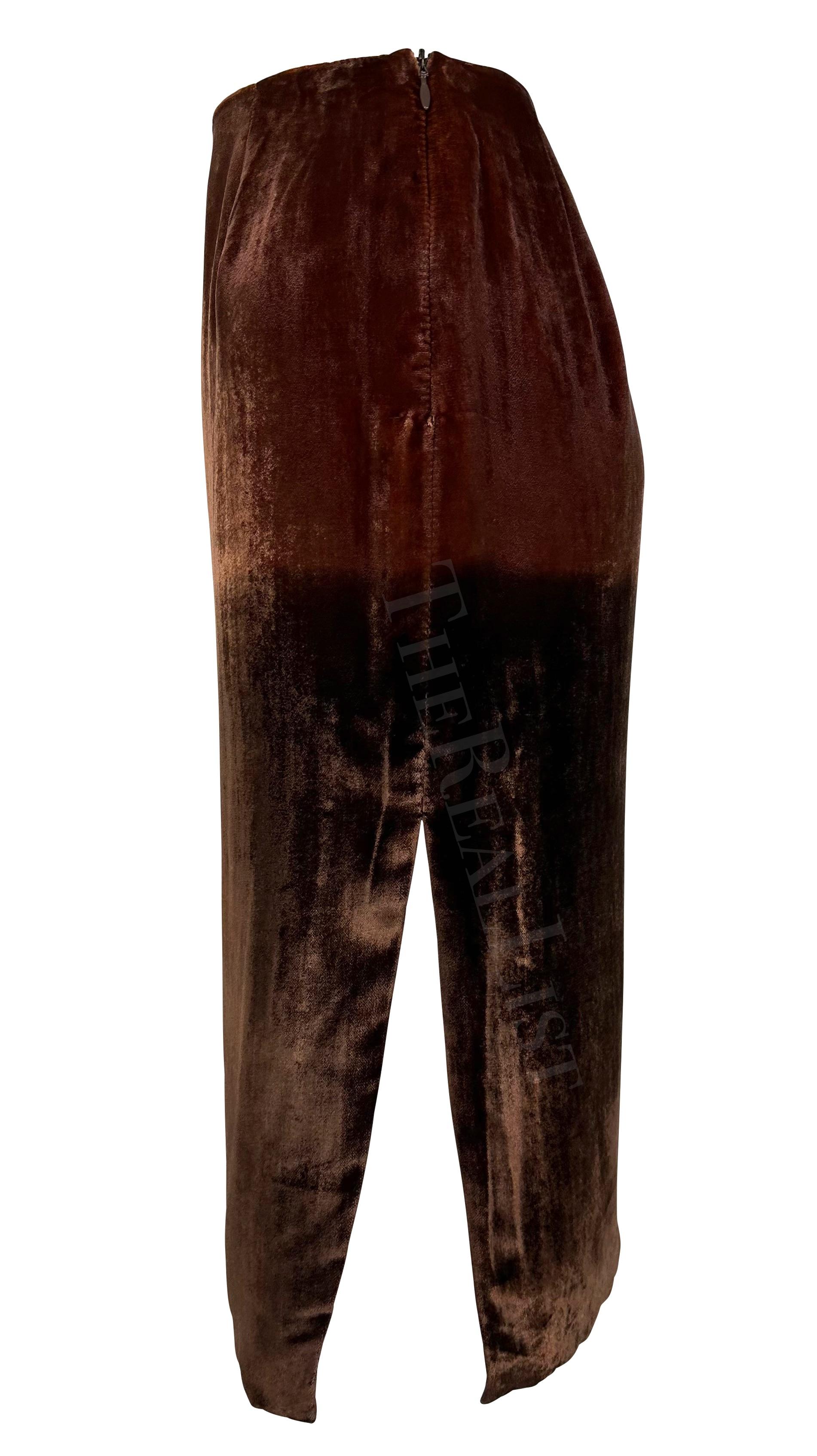 S/S 1997 Gucci by Tom Ford Brown Ombré Velvet Slit Skirt In Excellent Condition In West Hollywood, CA