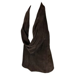 S/S 1997 Gucci by Tom Ford Brown Suede Cowl Neck Halter Top Blouse Backless