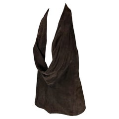 S/S 1997 Gucci by Tom Ford Brown Suede Brown Cowl Neck Halter Top Blouse Backless