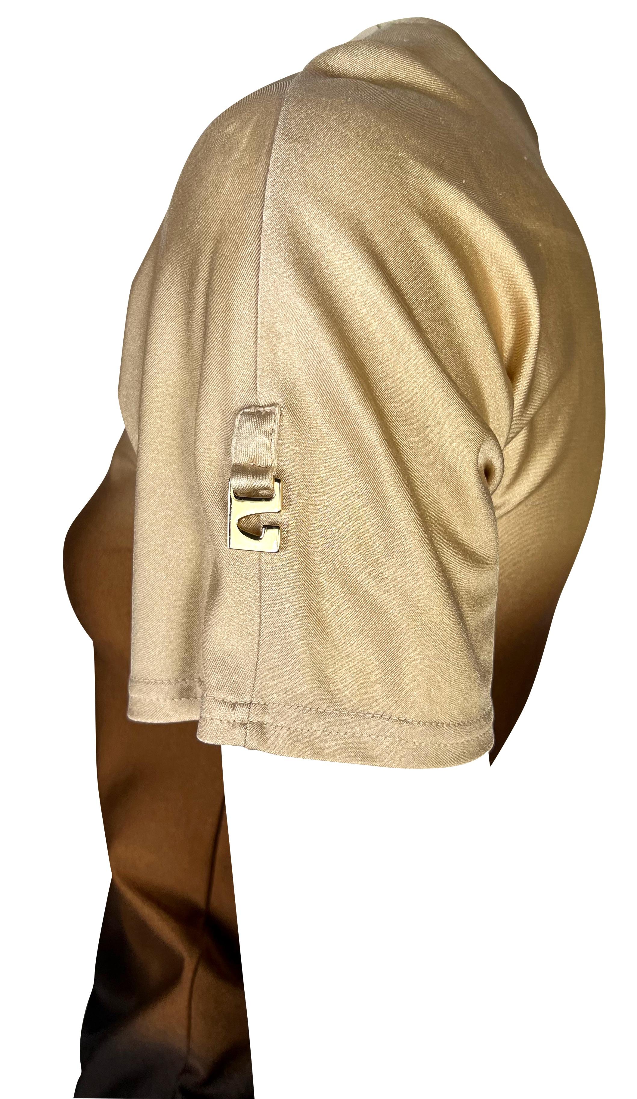 S/S 1997 Gucci by Tom Ford 'G' Medallion Beige Brown Ombré Stretch Swim Top In Good Condition In West Hollywood, CA