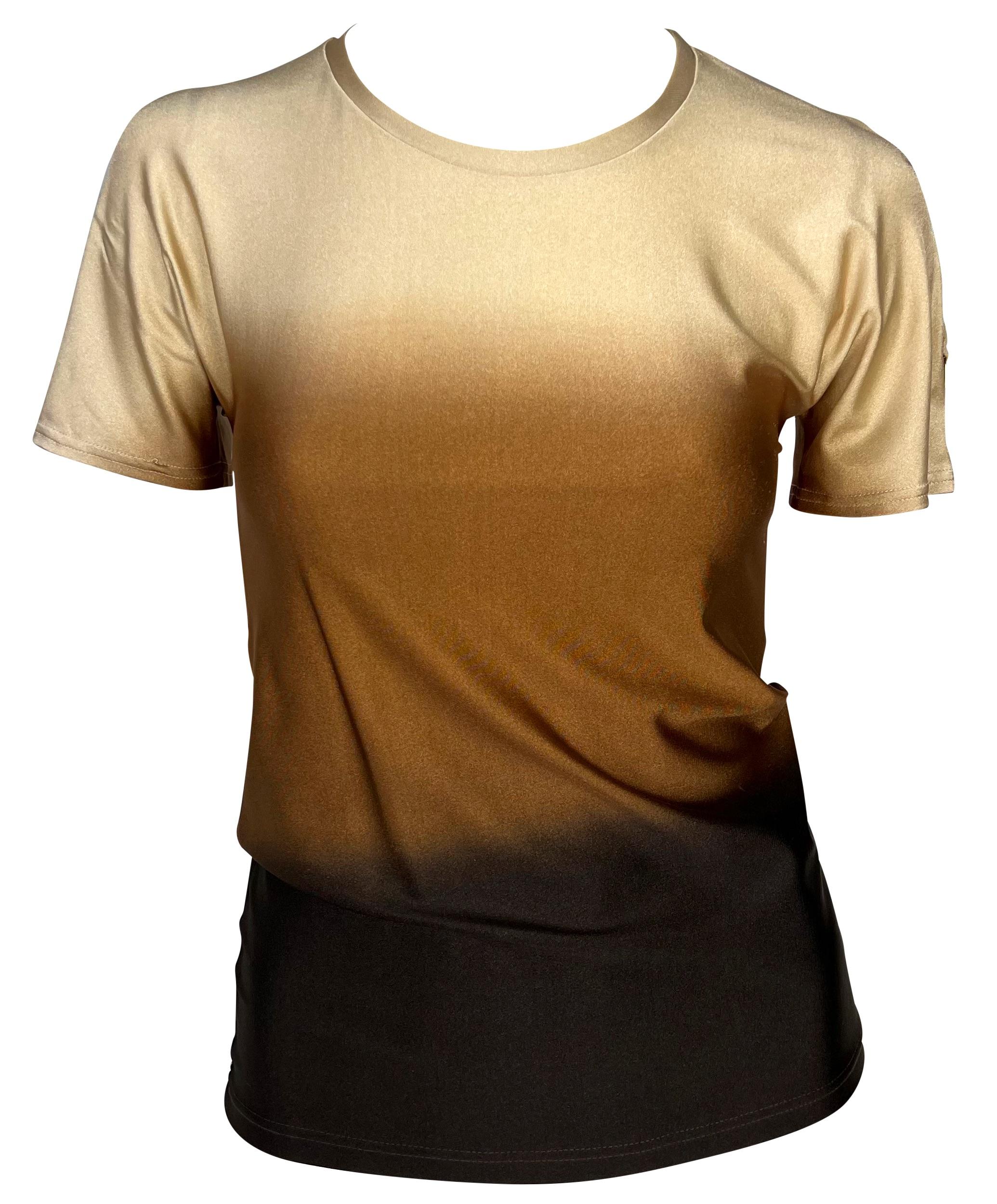 S/S 1997 Gucci by Tom Ford 'G' Medallion Beige Brown Ombré Stretch Swim Top 2