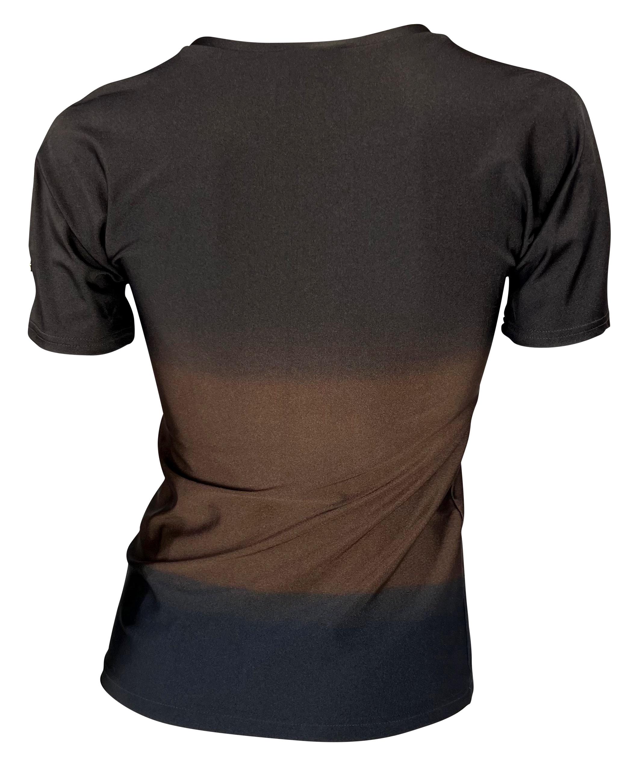 S/S 1997 Gucci by Tom Ford 'G' Medallion Brown Navy Ombré Stretch Swim Top For Sale 1