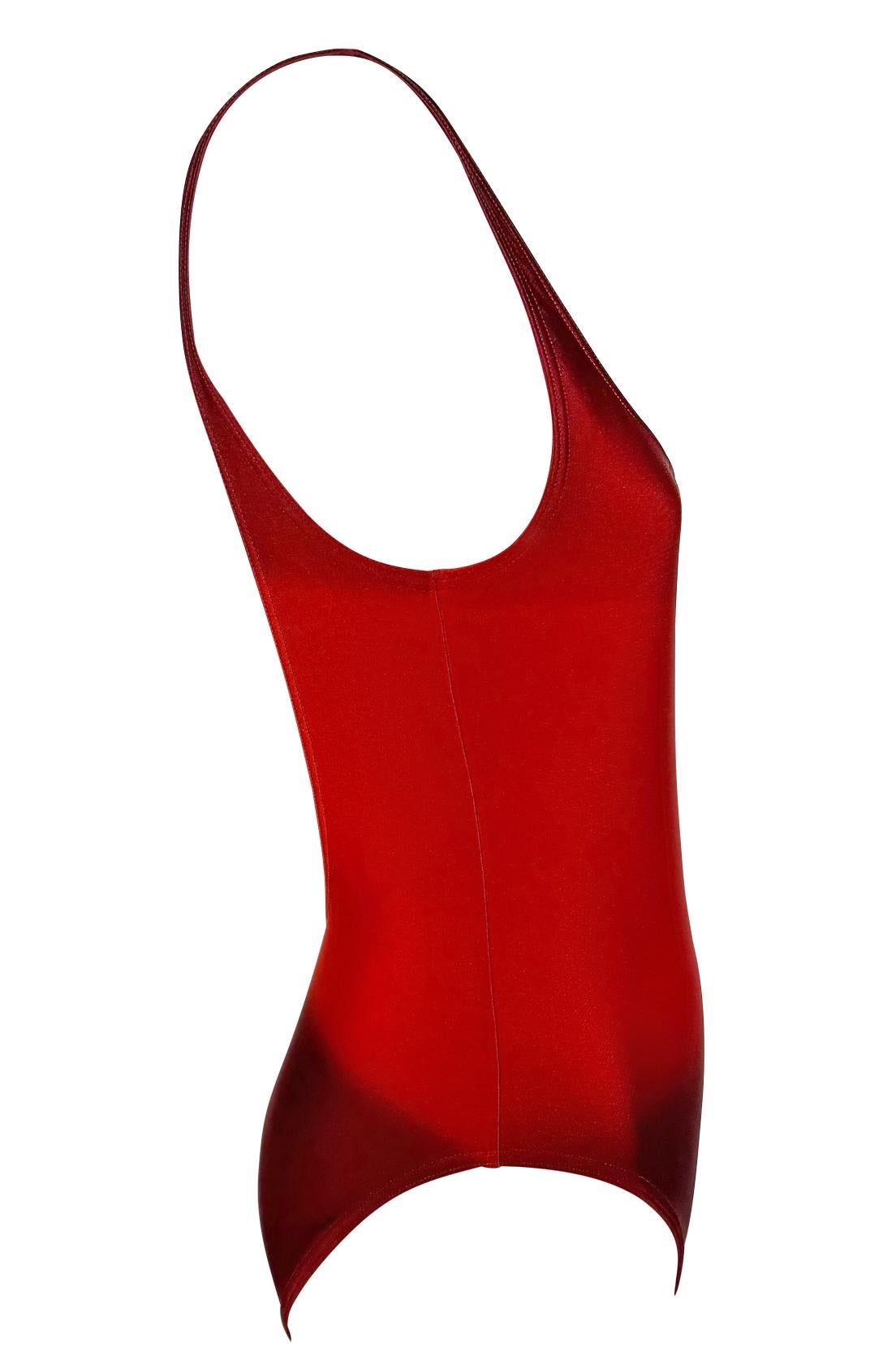 S/S 1997 Gucci by Tom Ford G Medallion Red Ombré One Piece Swimsuit For Sale 1