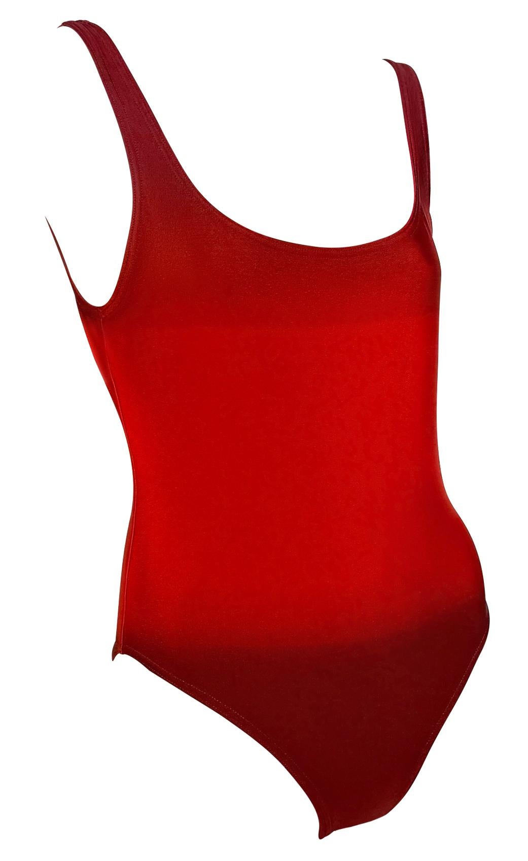 S/S 1997 Gucci by Tom Ford G Medallion Red Ombré One Piece Swimsuit For Sale 2