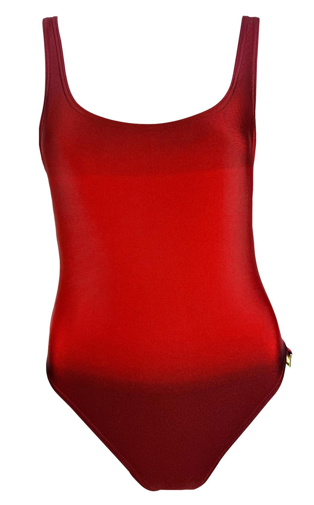 S/S 1997 Gucci by Tom Ford G Medallion Red Ombré One Piece Swimsuit For Sale 3