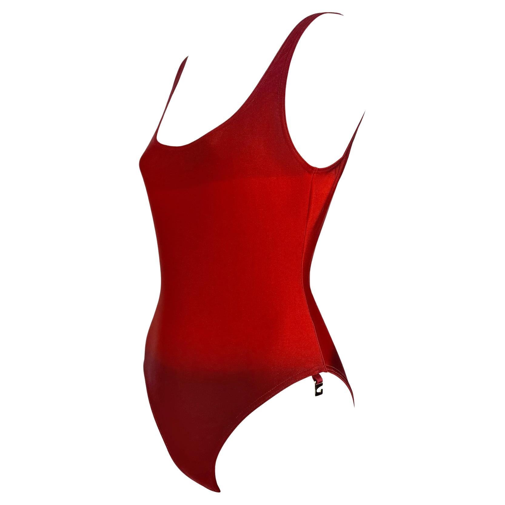 Maillot de bain une pièce S/S 1997 Gucci by Tom Ford G Medallion Red Ombré