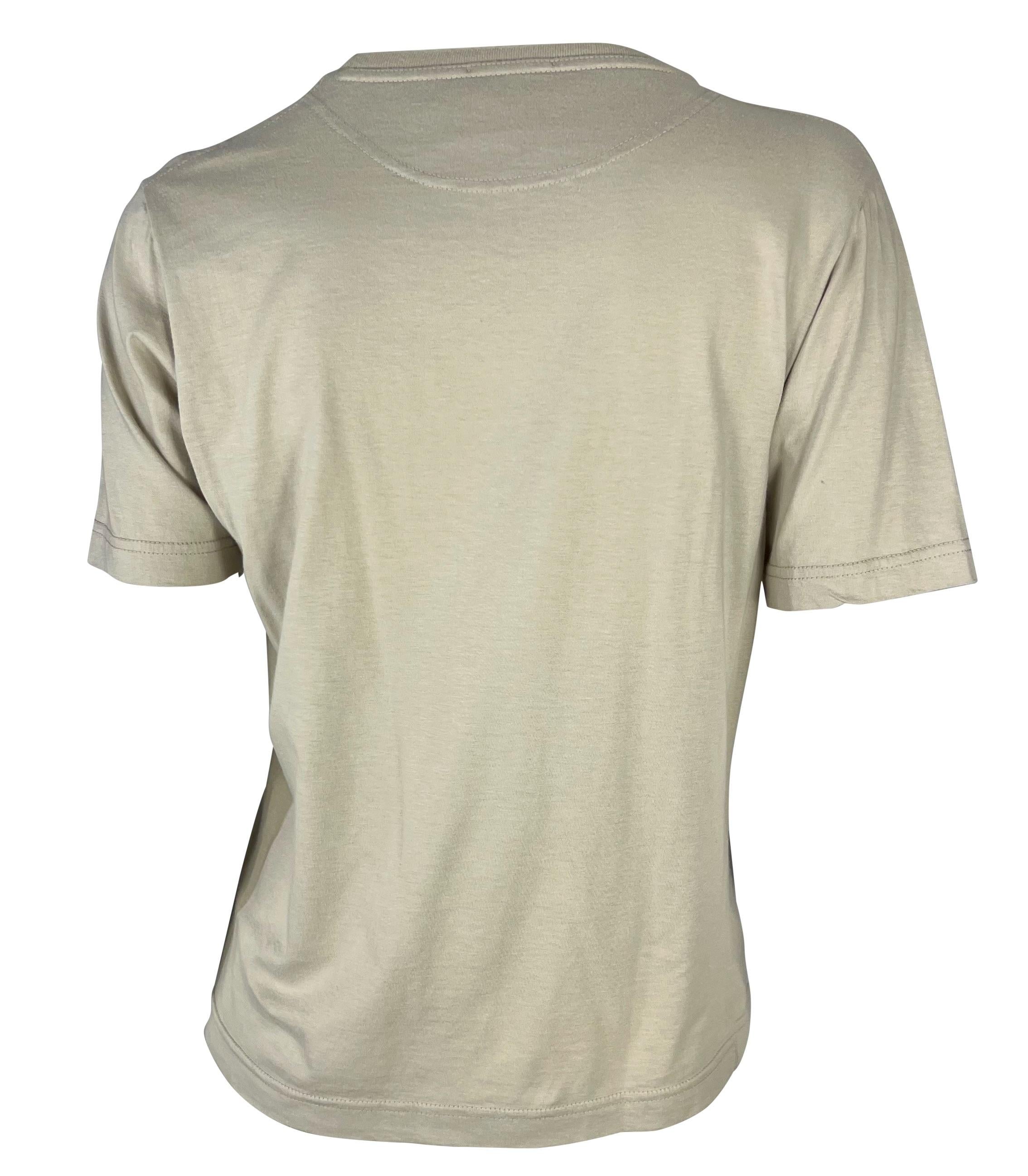 F/S 1997 Gucci by Tom Ford GG Logo besticktes taupefarbenes Stretch-T-Shirt (Braun) im Angebot