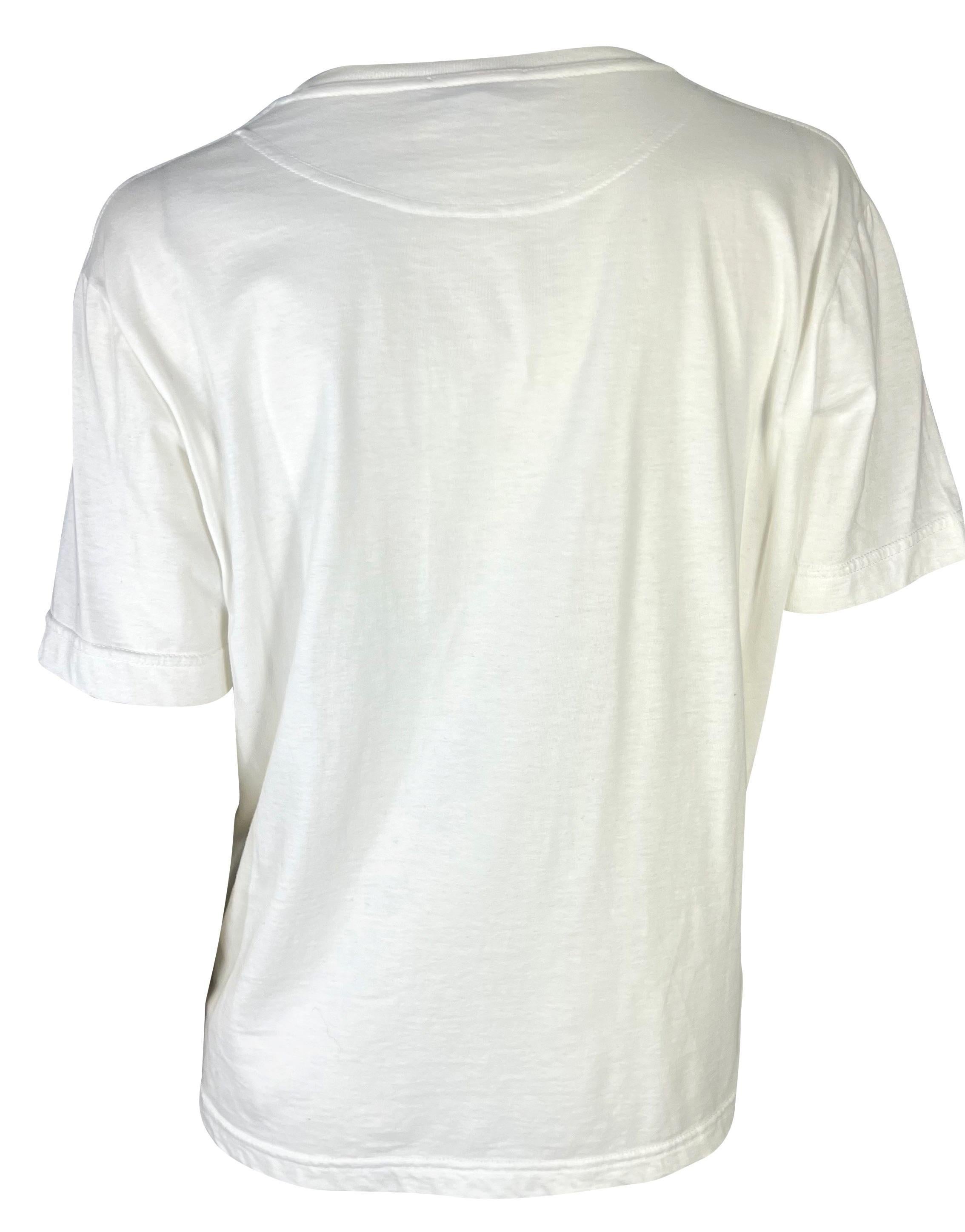 S/S 1997 Gucci by Tom Ford GG Logotipo Bordado Camiseta elástica blanca Gris en venta