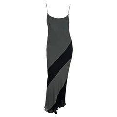 S/S 1997 Gucci by Tom Ford Grey Black Panel Slip Dress Gown