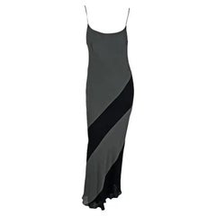 S/S 1997 Gucci by Tom Ford Grey Black Panel Slip Dress Gown