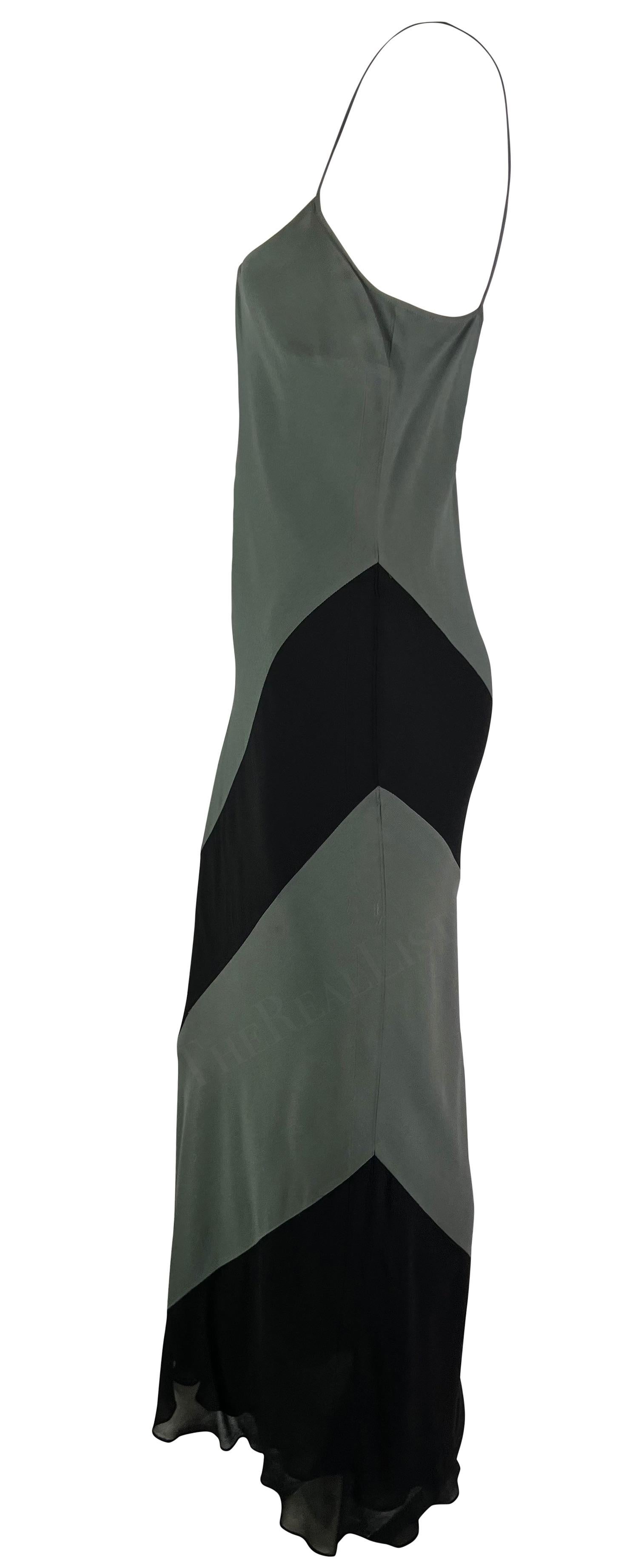 S/S 1997 Gucci by Tom Ford Grey Black Panel Slip Dress Gown For Sale 1