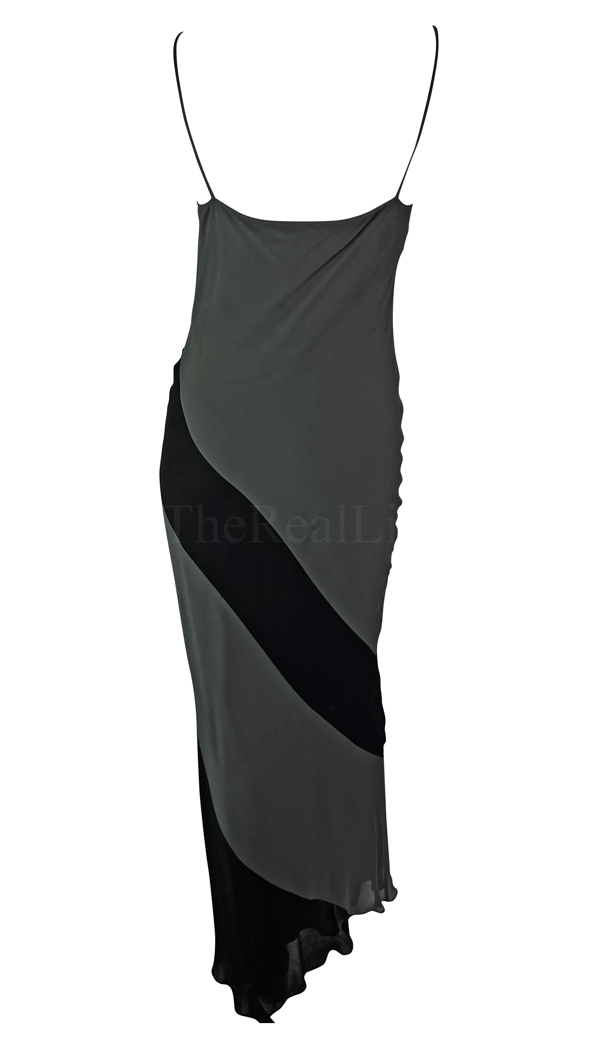 S/S 1997 Gucci by Tom Ford Grey Black Panel Slip Dress Gown For Sale 3