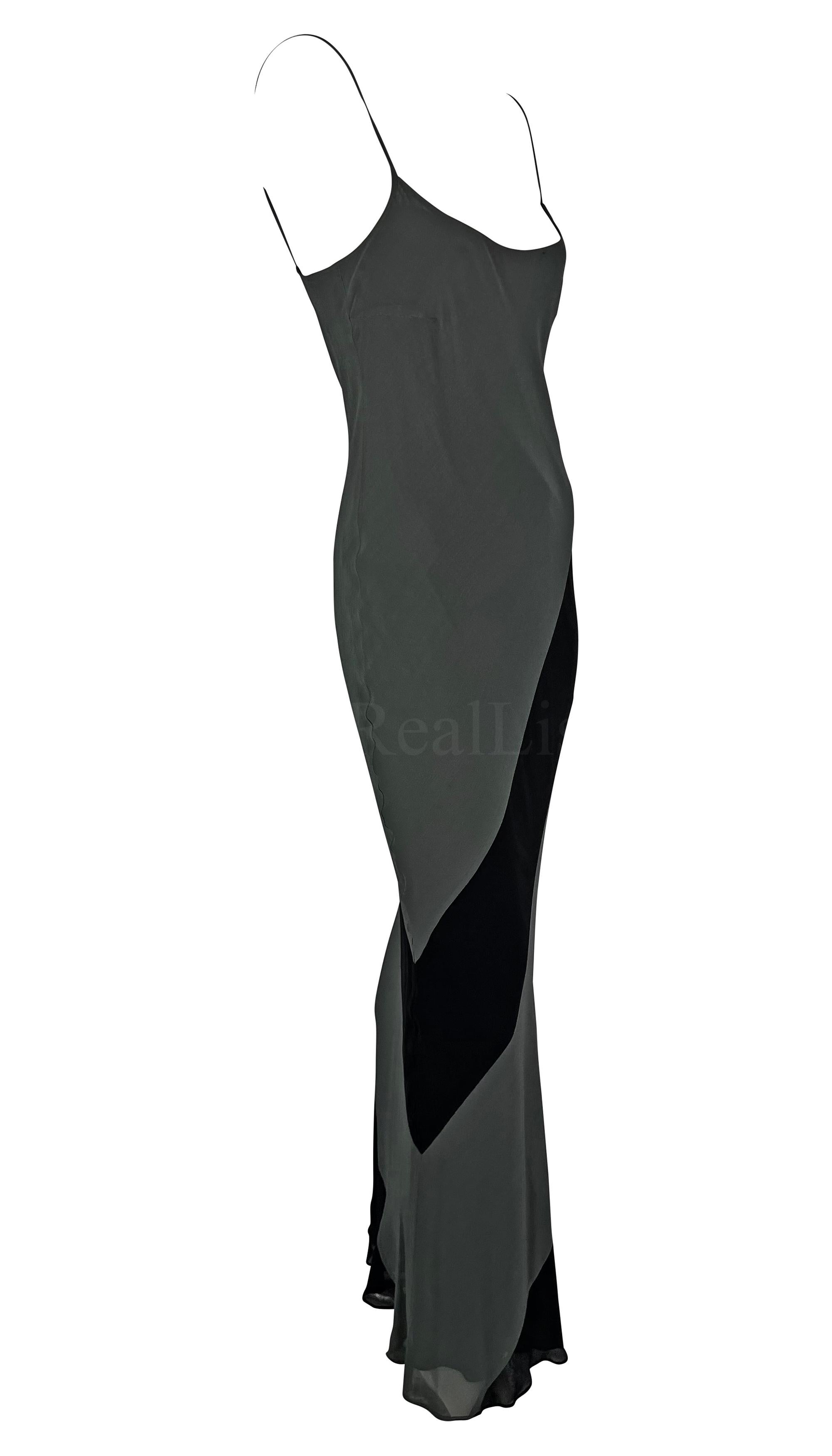 S/S 1997 Gucci by Tom Ford Grey Black Panel Slip Dress Gown For Sale 5