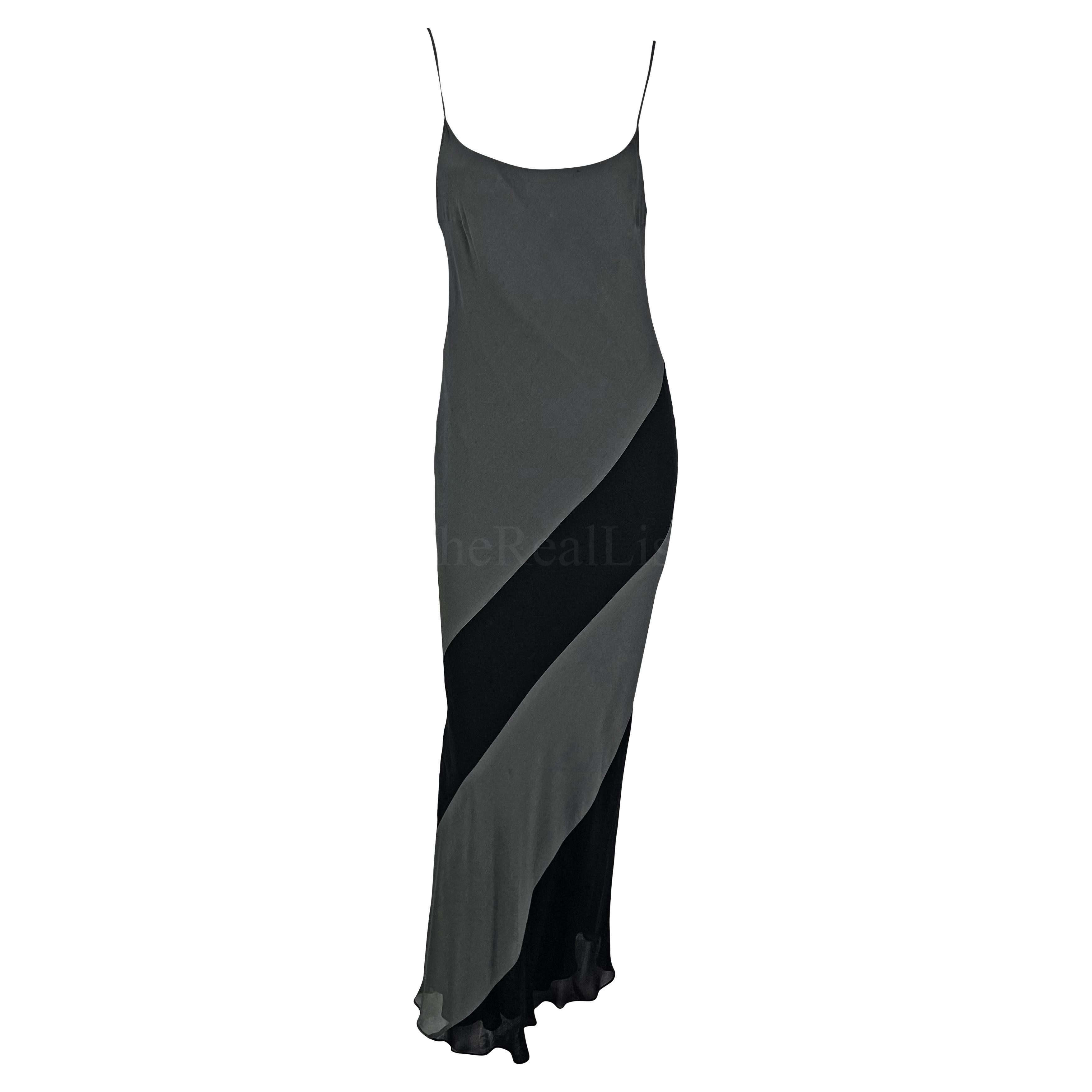 S/S 1997 Gucci by Tom Ford Grey Black Panel Slip Dress Gown For Sale