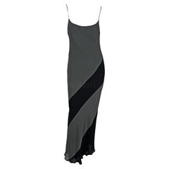 Vintage S/S 1997 Gucci by Tom Ford Grey Black Panel Slip Dress Gown