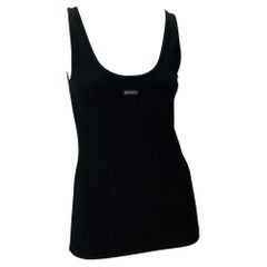 S/S 1997 Gucci by Tom Ford Logo Black Stretch Ribbed Tank Top