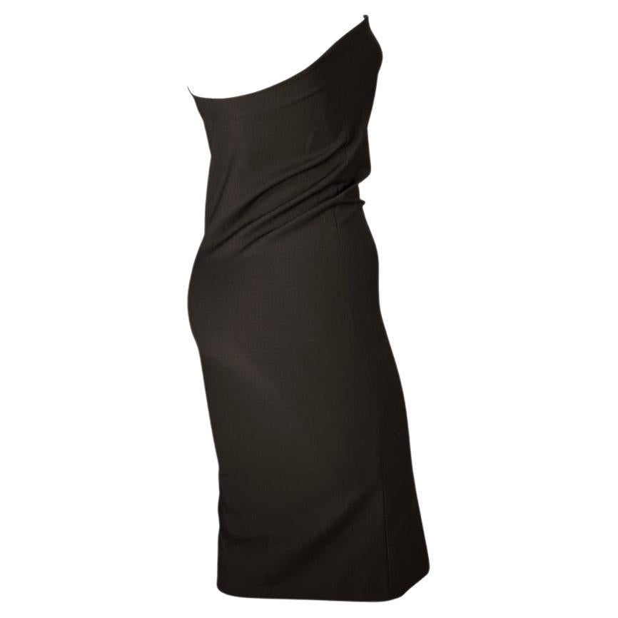 S/S 1997 Gucci by Tom Ford Naomi Campbell Runway Brown Strapless Slinky Dress In Fair Condition In West Hollywood, CA