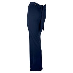 S/S 1997 Gucci by Tom Ford Navy Maxi Slit Buckle Tie Skirt Sample