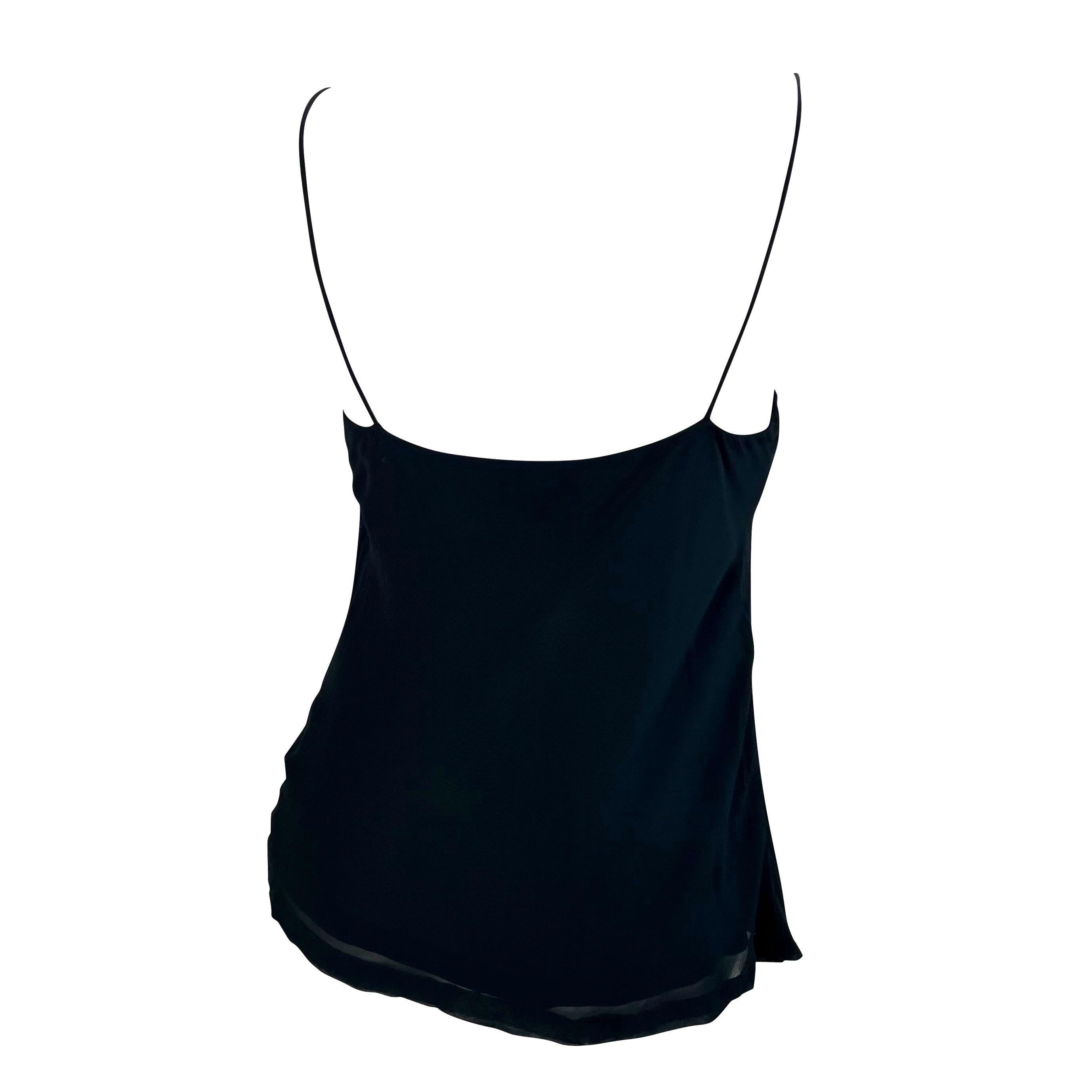 Black S/S 1997 Gucci by Tom Ford Navy Sheer Crepe Chiffon Silk Blend Tank Top For Sale