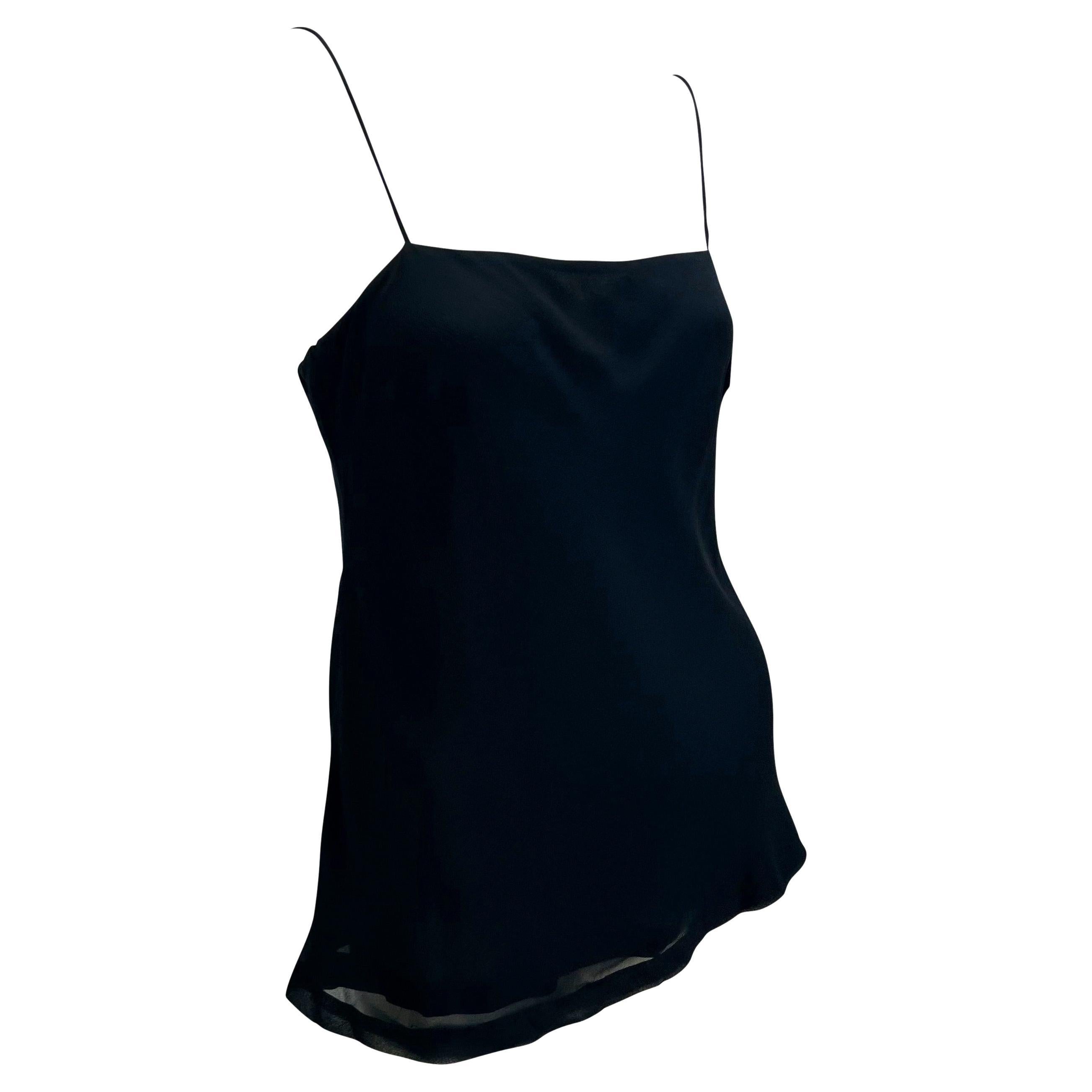 Women's S/S 1997 Gucci by Tom Ford Navy Sheer Crepe Chiffon Silk Blend Tank Top For Sale